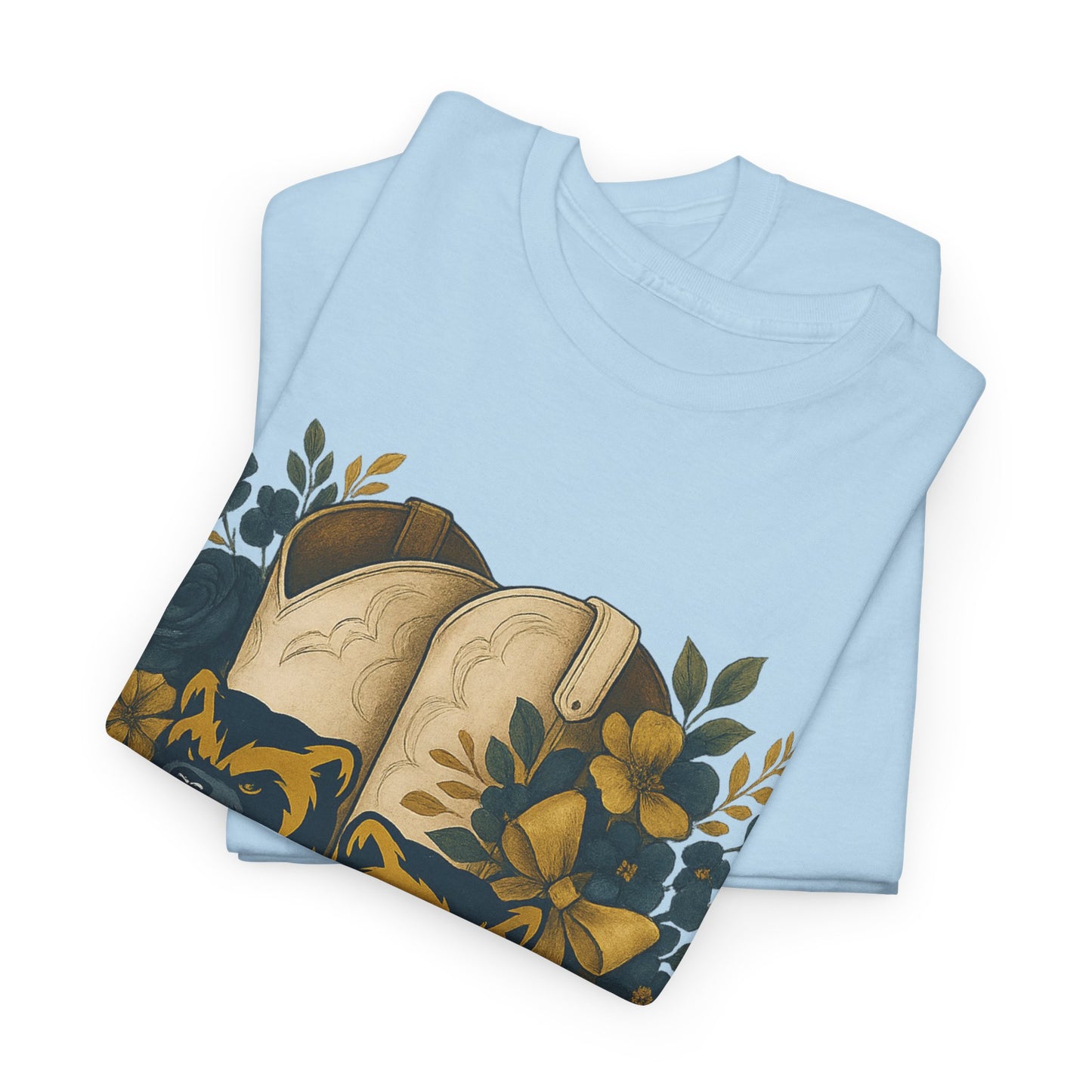 Graphic Tee - Michigan Wolverines Maize and Blue Country Chic Floral Cowboy Boots Vintage Style Shirt