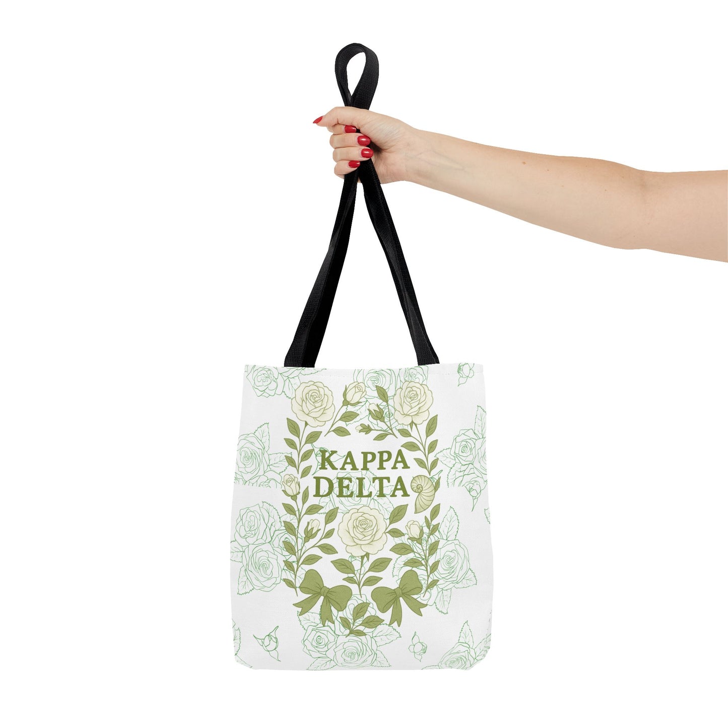 Elegant Kappa Delta Tote Bag, Floral AOP Design, Sorority Bag, Gift for Sisters, Eco-Friendly Shopping Bag