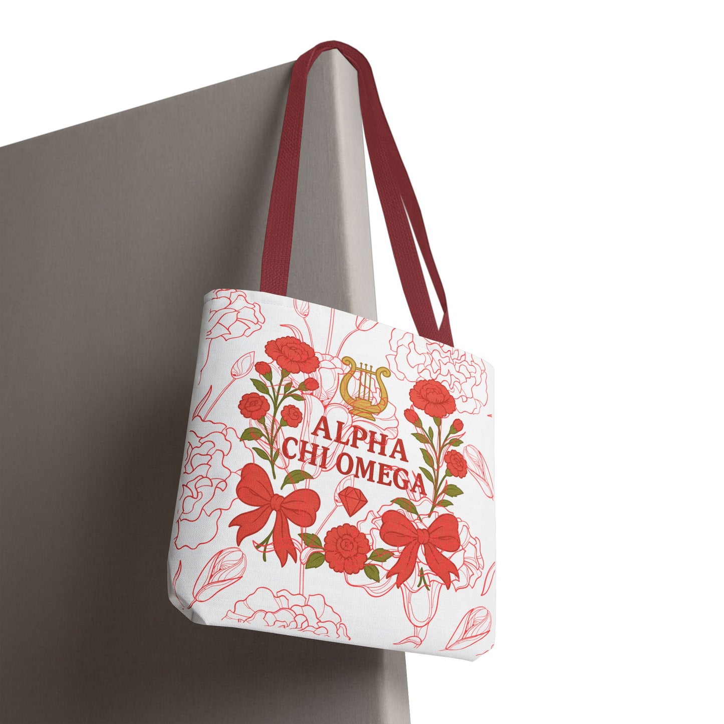Floral Sorority Alpha Chi Omega Tote Bag, College Essentials, Gift for Sorority Sisters, Eco-Friendly Shopping Tote, Alpha Chi Omega Apparel