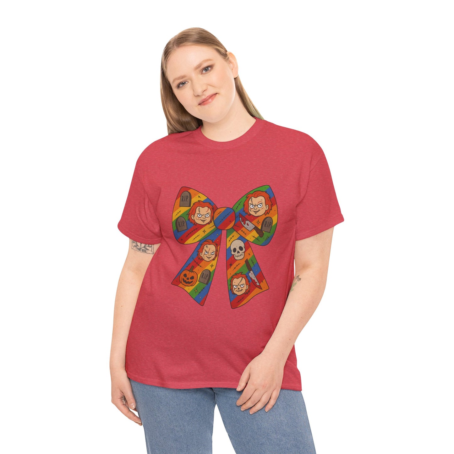 Colorful Halloween Bow Tee, Fun Costume T-Shirt, Halloween Party Shirt, Unisex Graphic Tee, Cozy Everyday Wear, Unique Gift Idea
