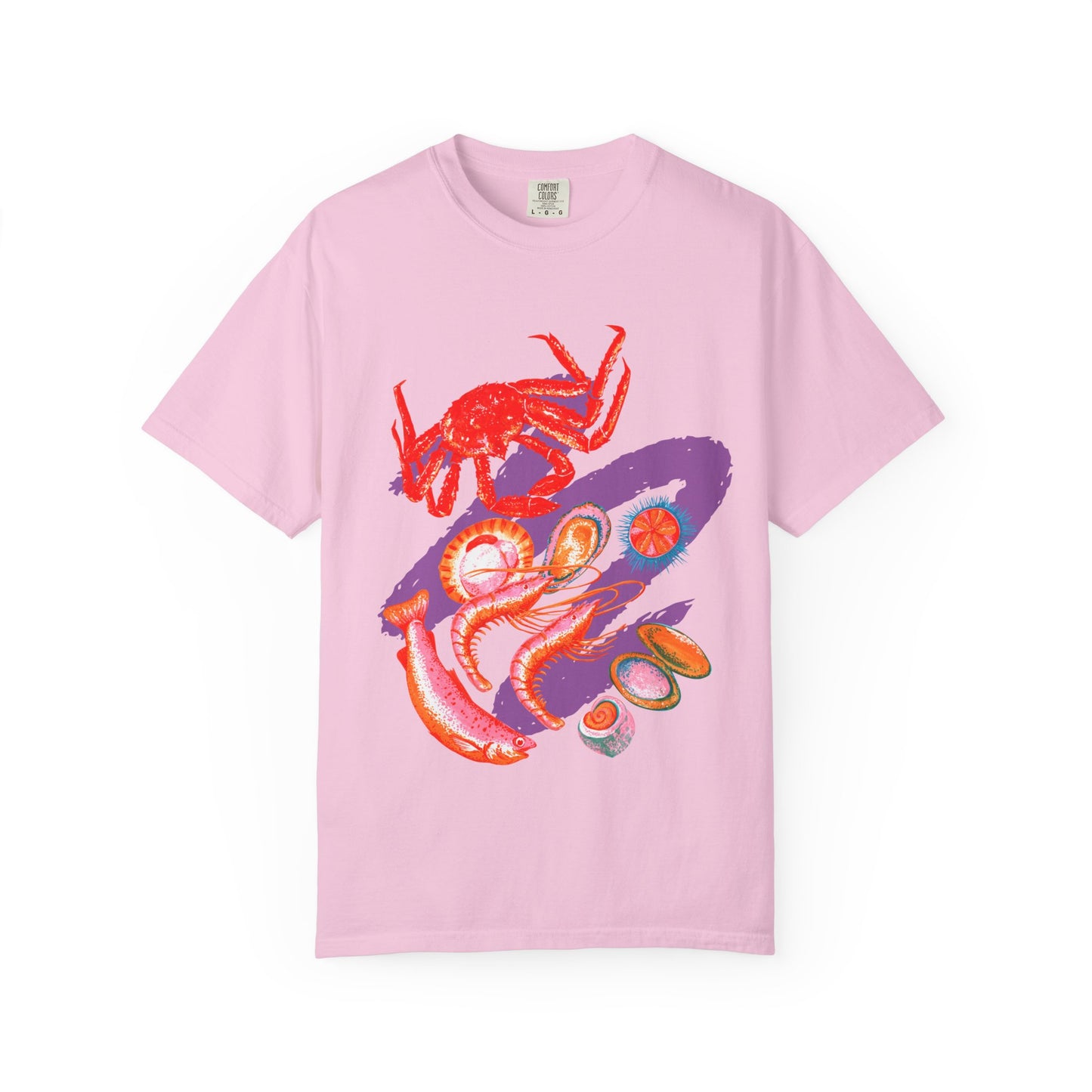 Comfort Colors Vibrant Seafood T-Shirt, French Coastal Tee, Distressed Shirt, Oversized Coquette Aesthetic, Nautical Style