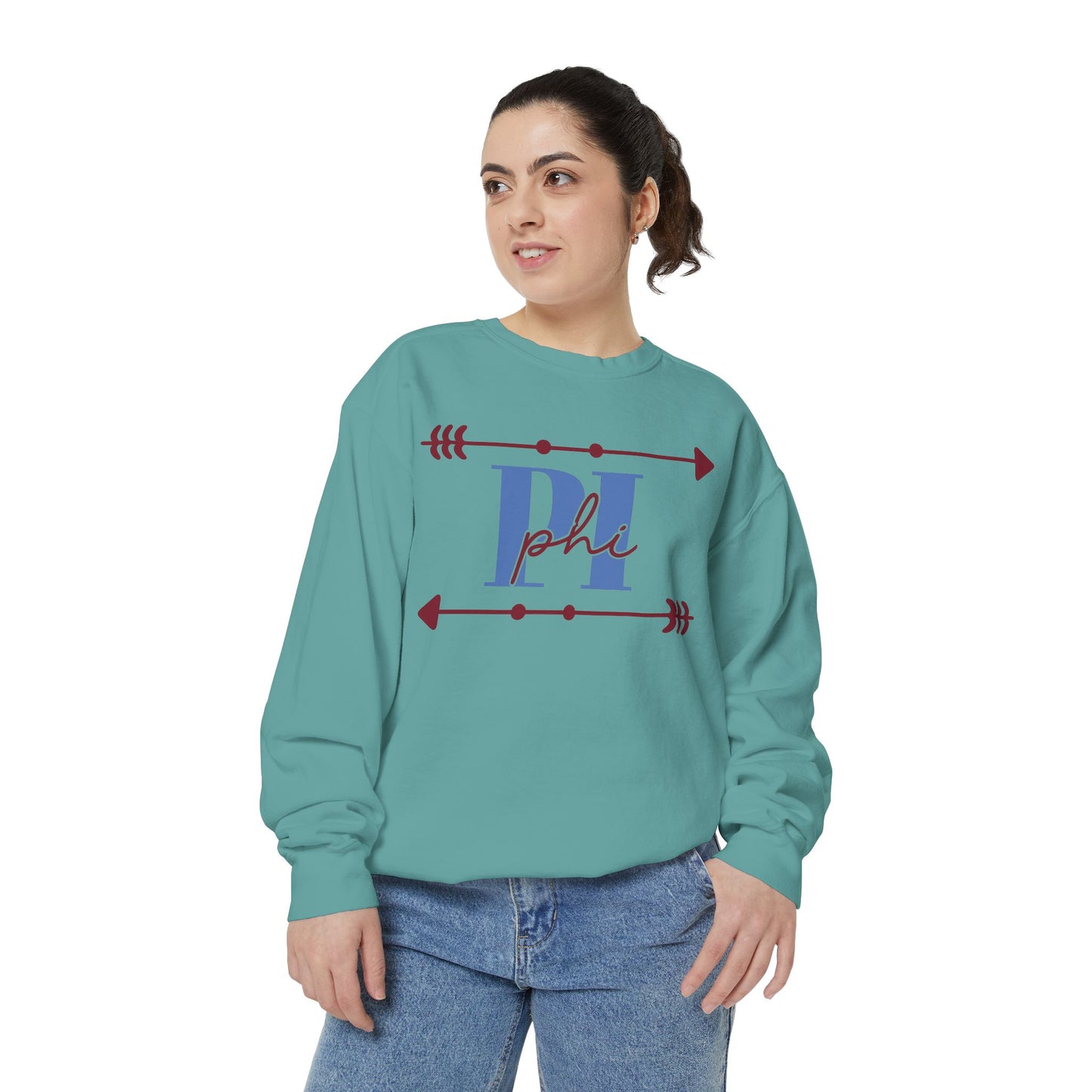 Phi Garment-Dyed Sweatshirt - Cozy Casual Unique Gift College Apparel Graduation Outfit