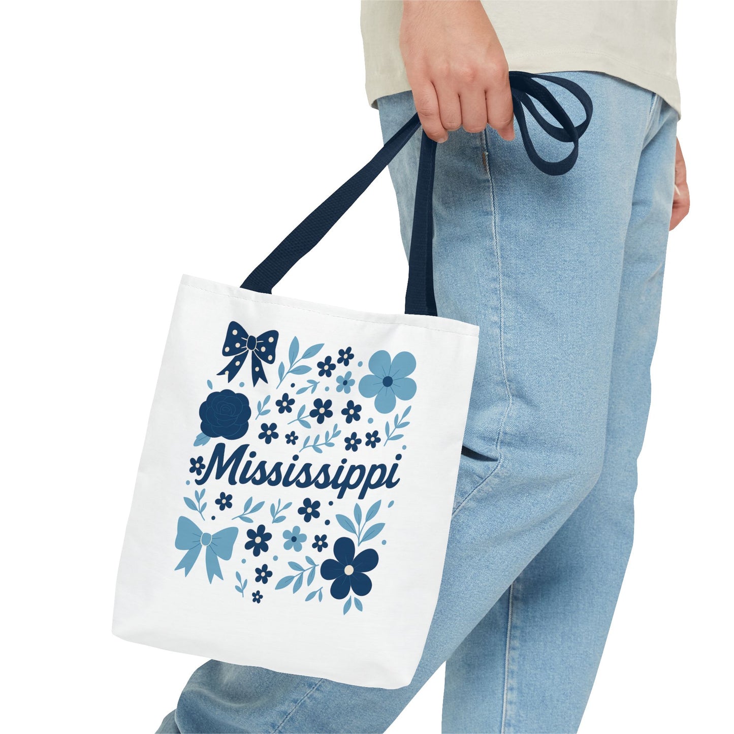 Floral Mississippi Tote Bag | Eco-Friendly Shopping Bag, Beach Tote, Gift for Her, Travel Companion, Custom Flower Design