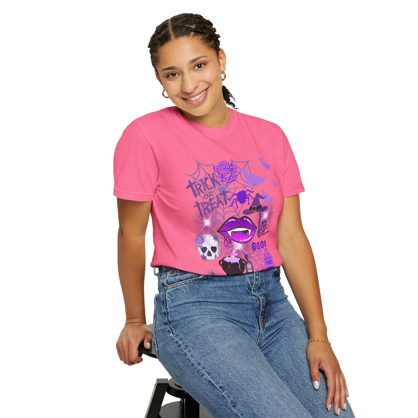 Spooky Purple Vibes Halloween Graphic T-Shirt, Fun Unisex Tee for Spooky Season, Trick or Treat, Boo! Shirt, Halloween Party Wear, Gift Idea