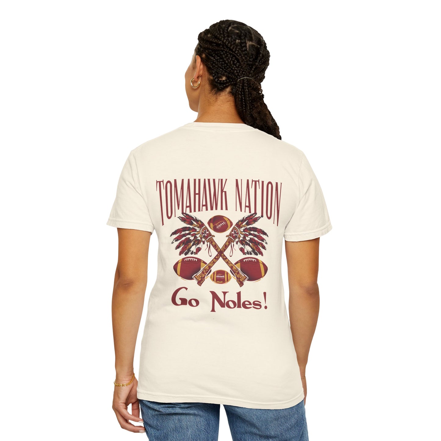 Tomahawk Nation T-Shirt, Unisex College Football Tees, Garment-Dyed Fan Apparel, Go Noles Spirit Wear, Game Day Outfit