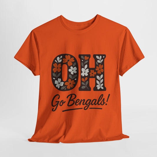 Bengals Floral Tee - Unisex Heavy Cotton