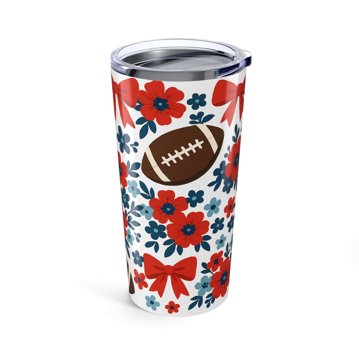 Floral Football Tumbler, 20oz Sports Cup, Gift for Fans, Spring Decor, Unique Barware, Tailgate Party, Tennessee Titans, Ole Miss Rebels