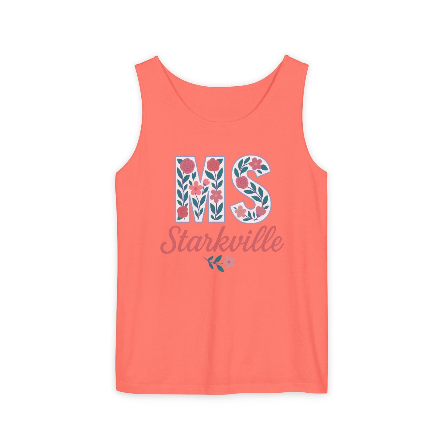 Mississippi Floral Monogram Summer Tank Top, Comfort Colors, Perfect for Casual Outings, Gifts, Beach Days, Graduation Celebrations,