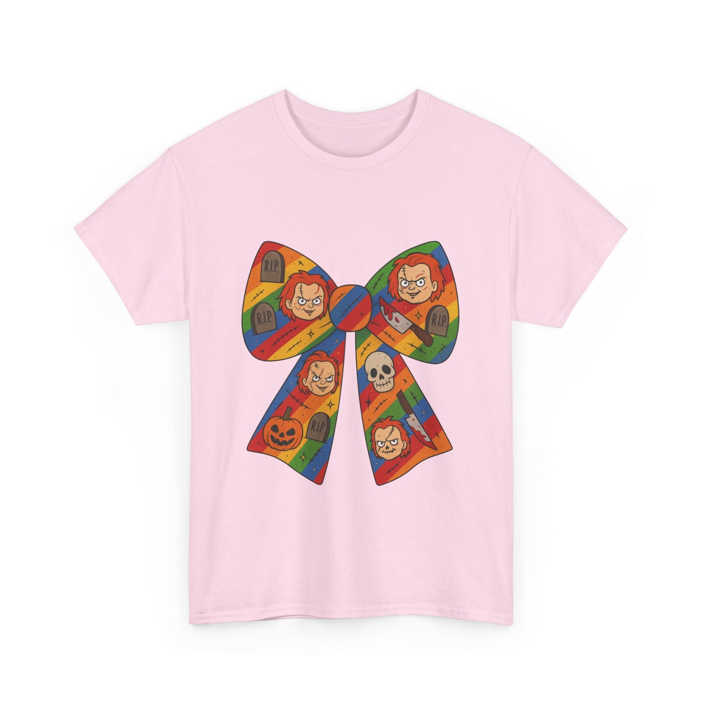 Colorful Halloween Bow Tee, Fun Costume T-Shirt, Halloween Party Shirt, Unisex Graphic Tee, Cozy Everyday Wear, Unique Gift Idea