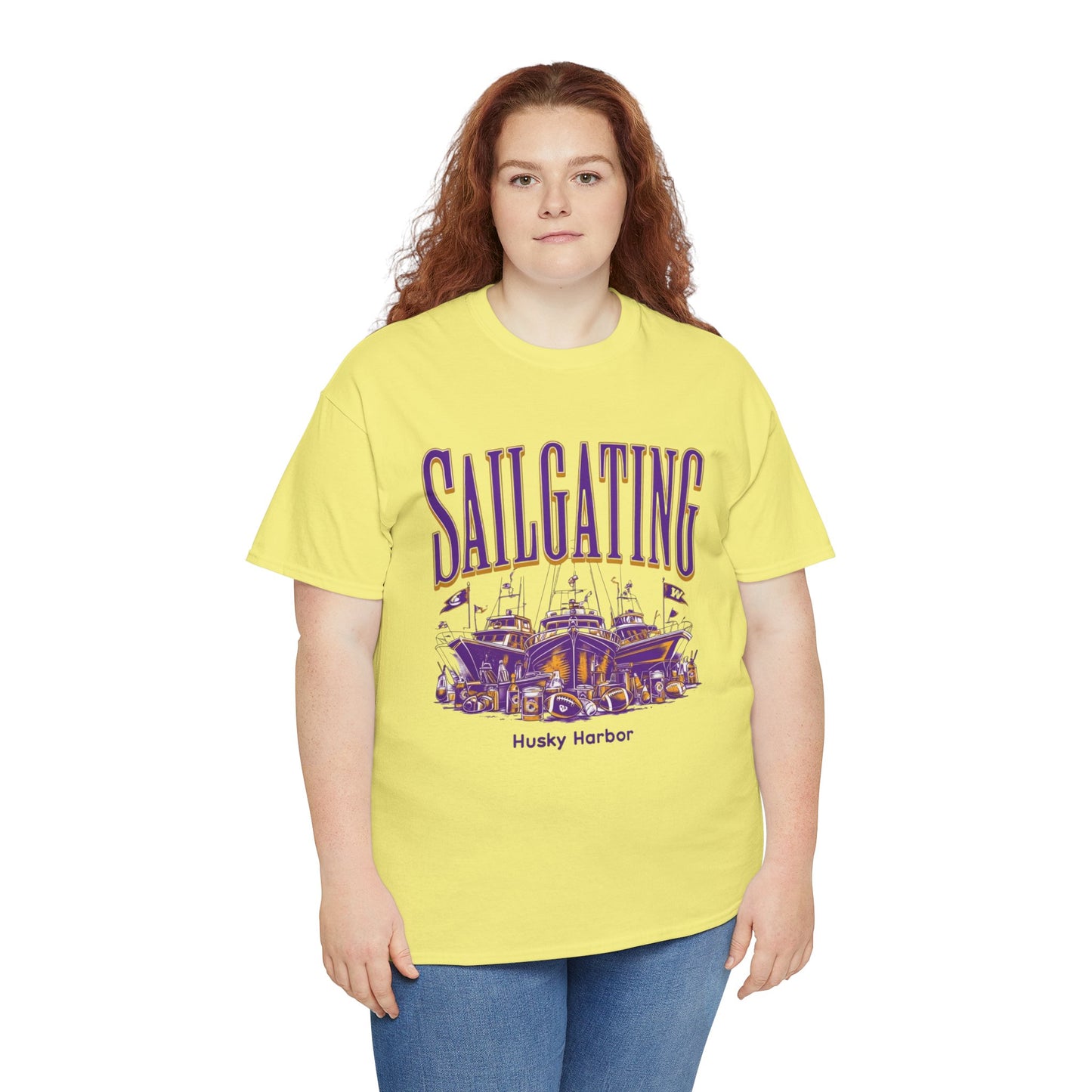 Sailgating Tee - Washington Huskies Unisex Heavy Cotton Shirt