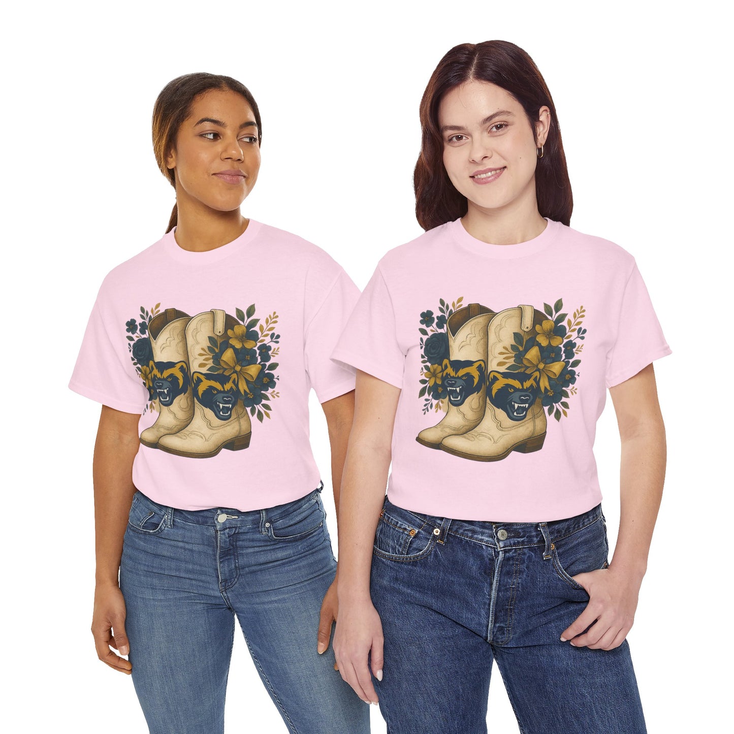 Graphic Tee - Michigan Wolverines Maize and Blue Country Chic Floral Cowboy Boots Vintage Style Shirt