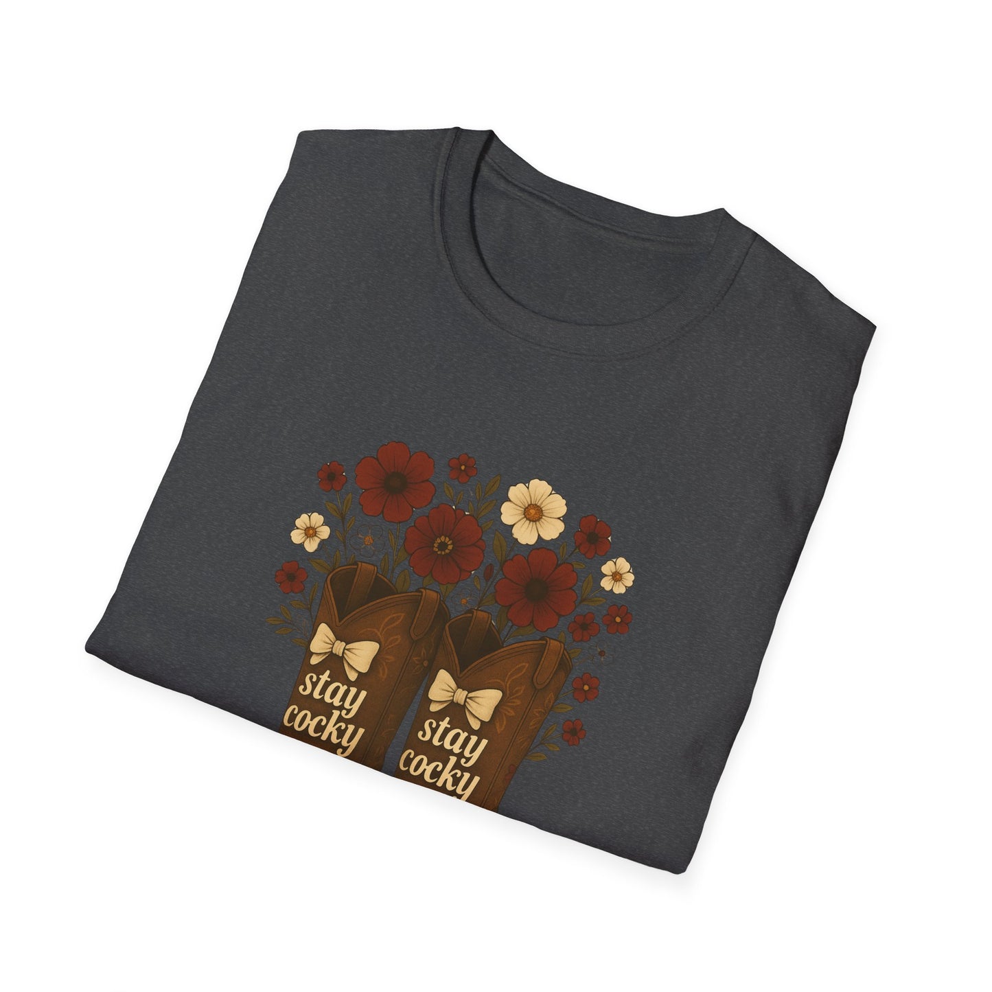 Sc stay cocky coquette t-shirt, Lucky Cowboy Boots T-Shirt, Country Style Tee, Floral Graphic Shirt, Gift for sc fan, go gamecocks, sc game day, graduation gift, college student gift