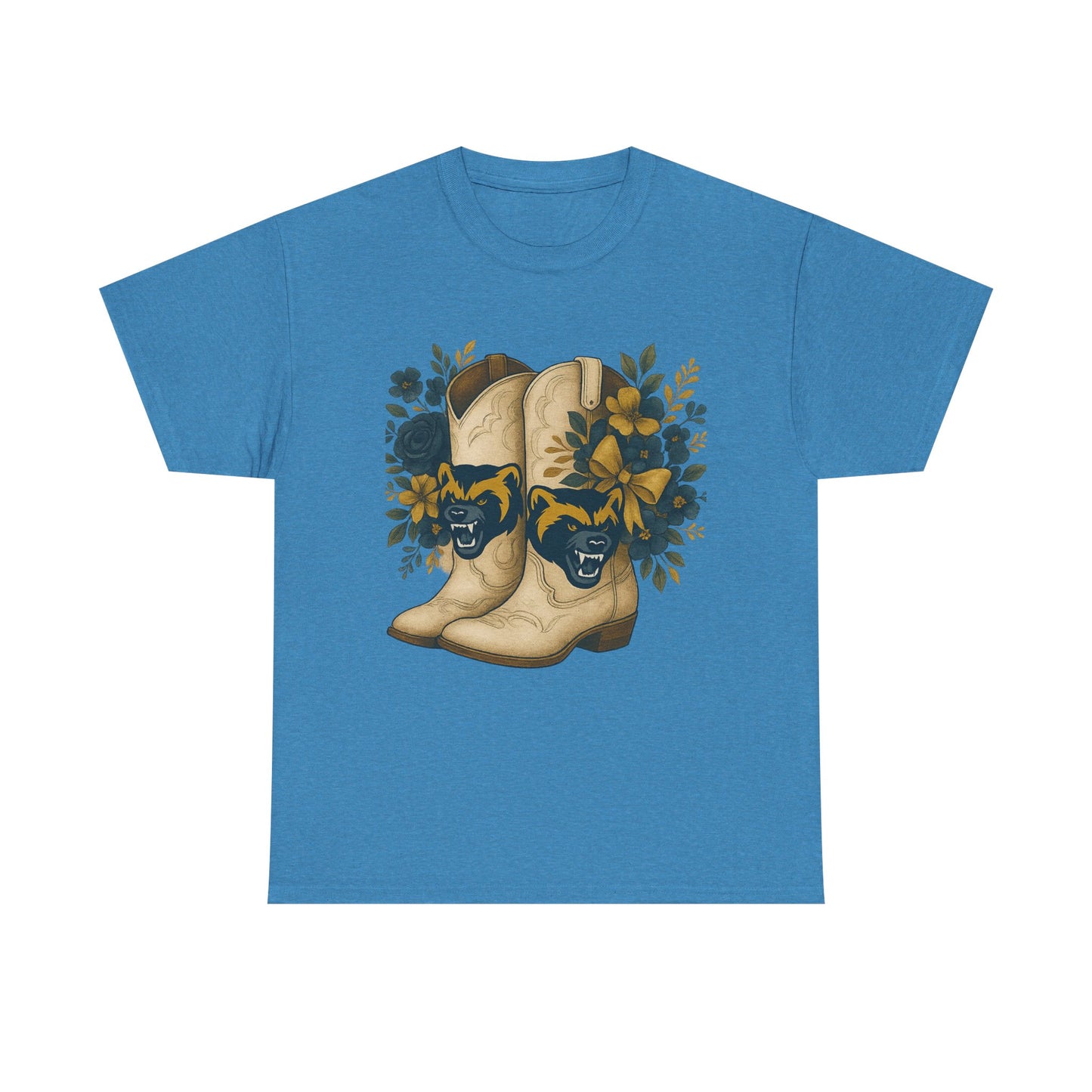 Graphic Tee - Michigan Wolverines Maize and Blue Country Chic Floral Cowboy Boots Vintage Style Shirt
