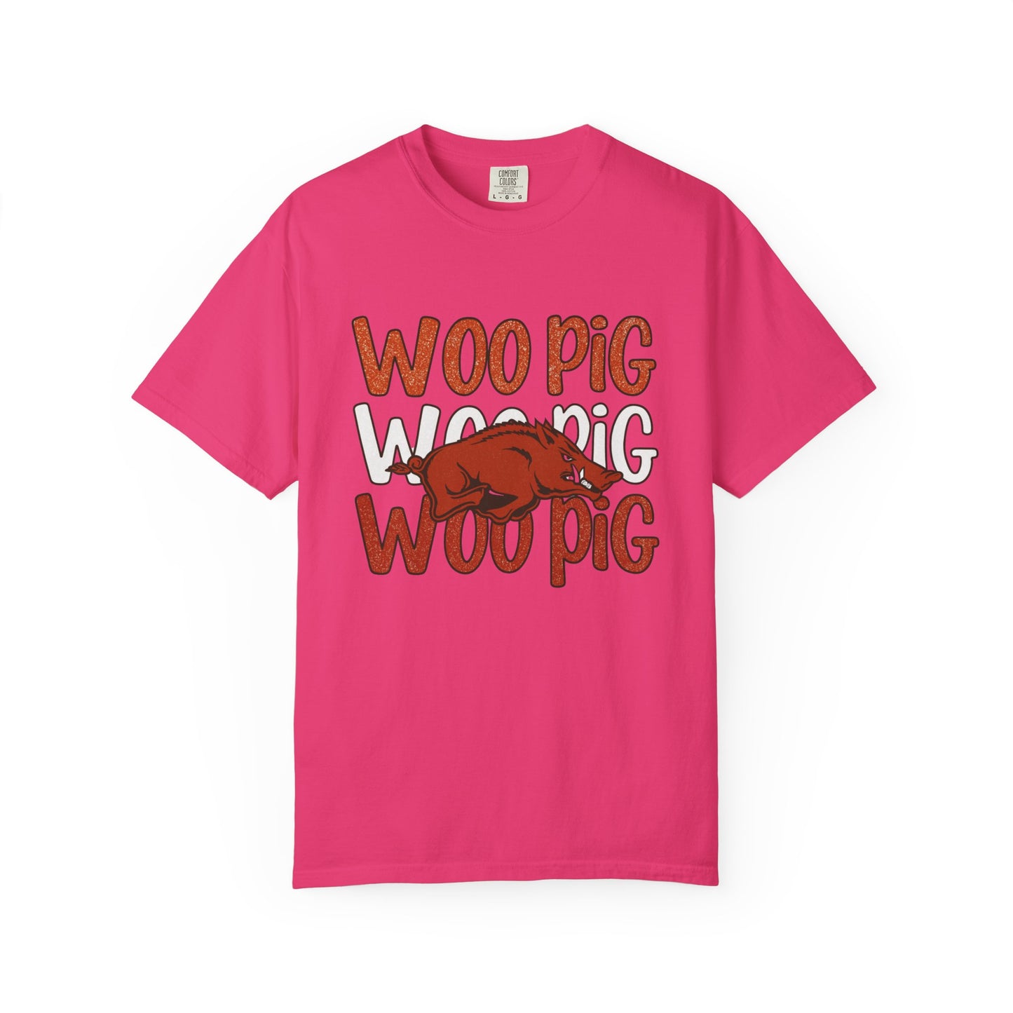 Woo Pig Garment-Dyed T-Shirt, Unisex Tee, Arkansas Pride Shirt, Casual Everyday Wear, College Game Day Tee, Fun Graphic Tee