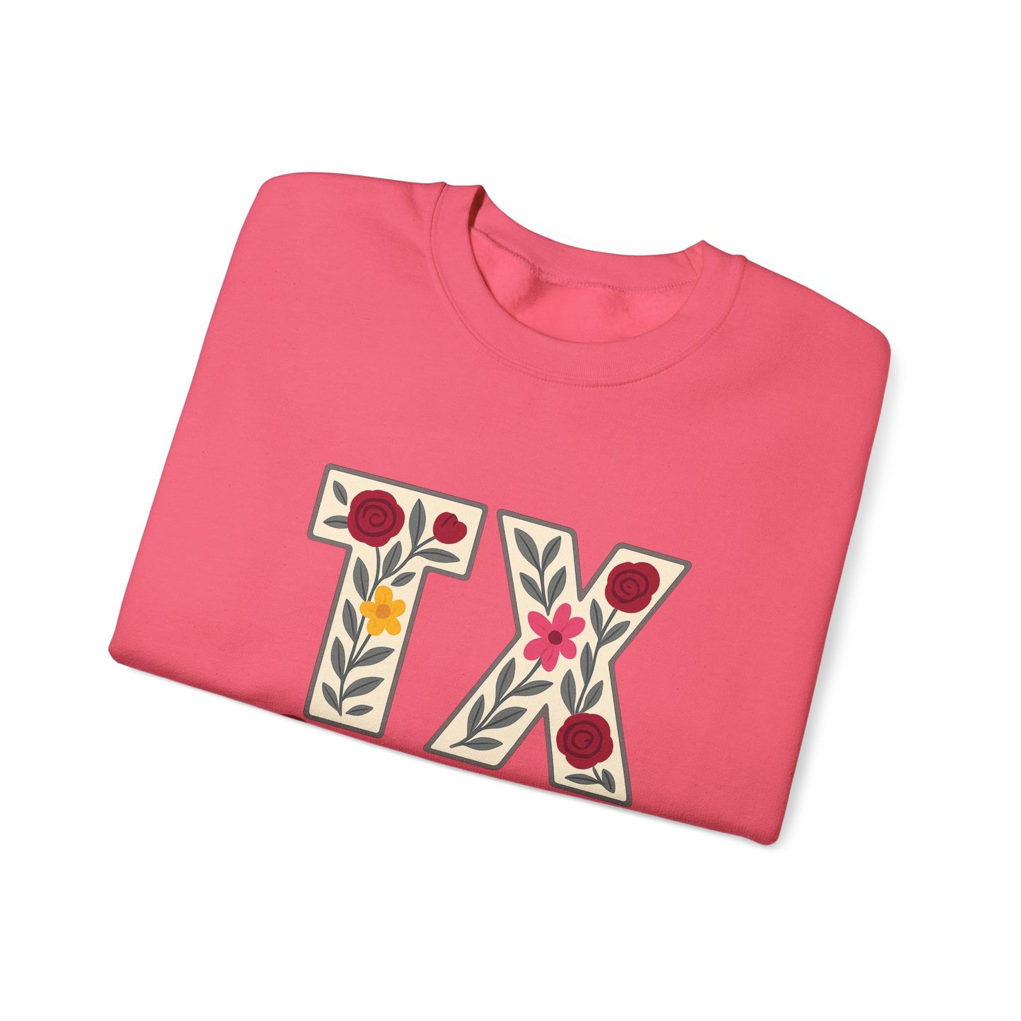 Texas Floral Crewneck Sweatshirt, Cozy Texas Sweatshirt, TX Gig'em Gift, Unisex Sweatshirt for Gamers, Floral Crew Neck for Casual Wear