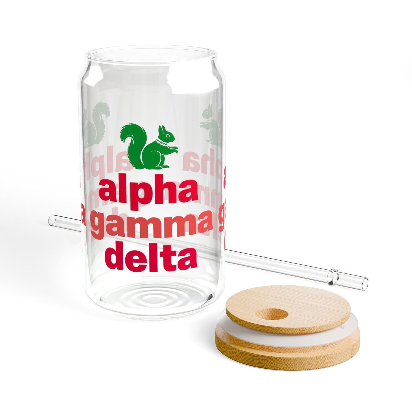 AGD Sipper Glass 16oz - Personalized Gift for Sorority, Eco-Friendly Drinkware, Party Favor, Summer Sips, College Life