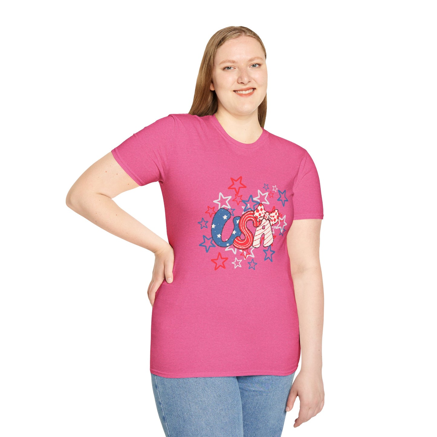 Patriotic Unisex T-Shirt for Independence Day, July 4th Celebration, Star-Patterned Tee, USA Graphic Top, Casual American Apparel