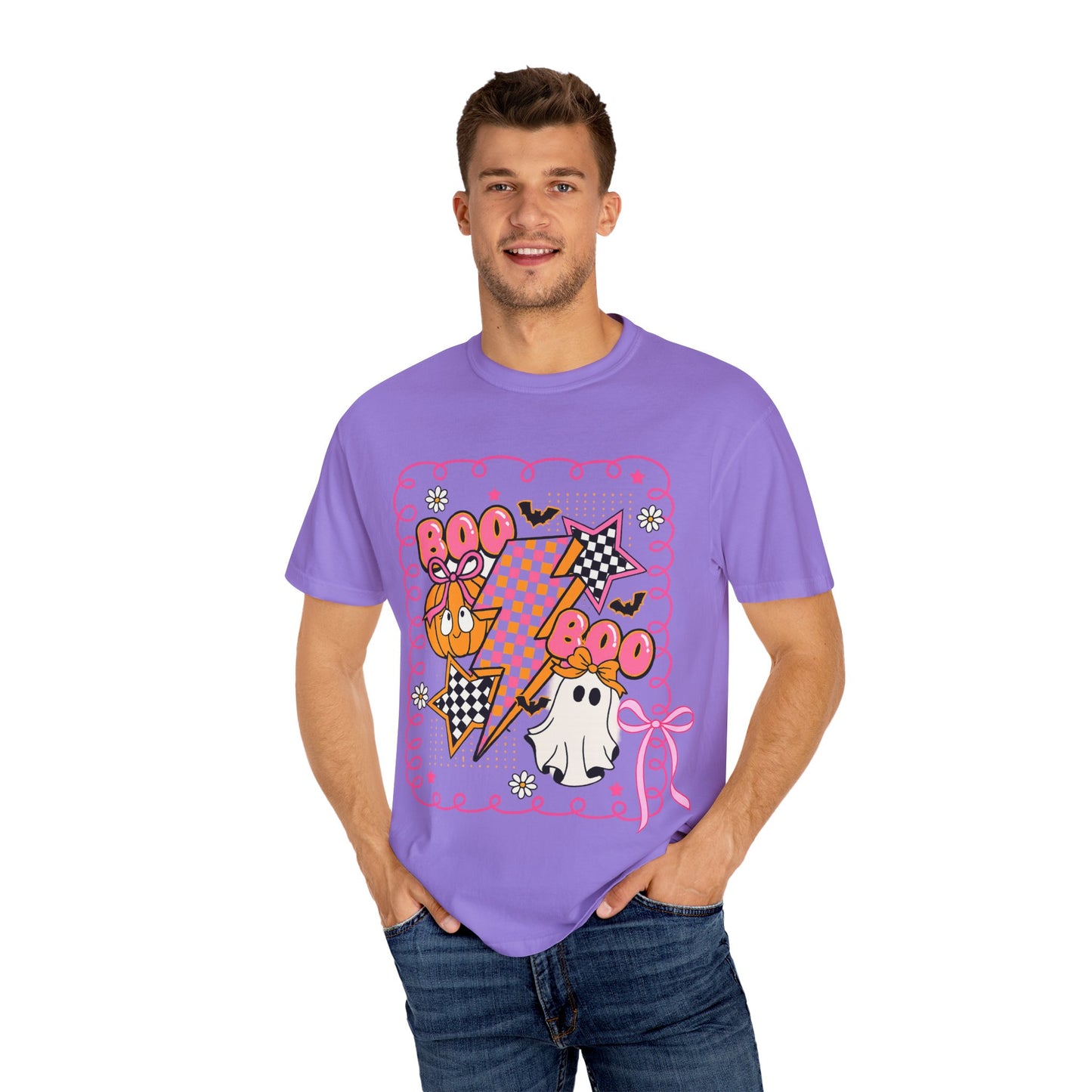 Retro Design Orange & Pink Unisex Halloween T-Shirt