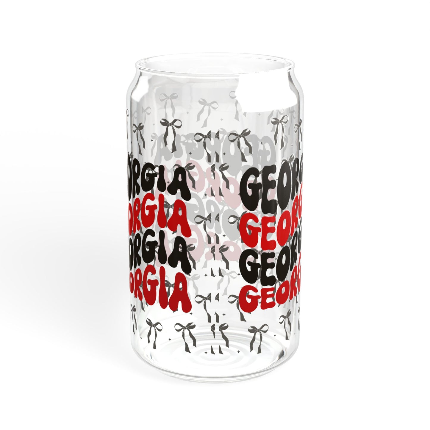Coquette Bow Georgia Sipper Glass - 16oz | Fun Barware, Summer Drinkware, Trendy Glass, Party Essential, Gift for Georgia Lovers, UGA Game Day, Graduation Gift