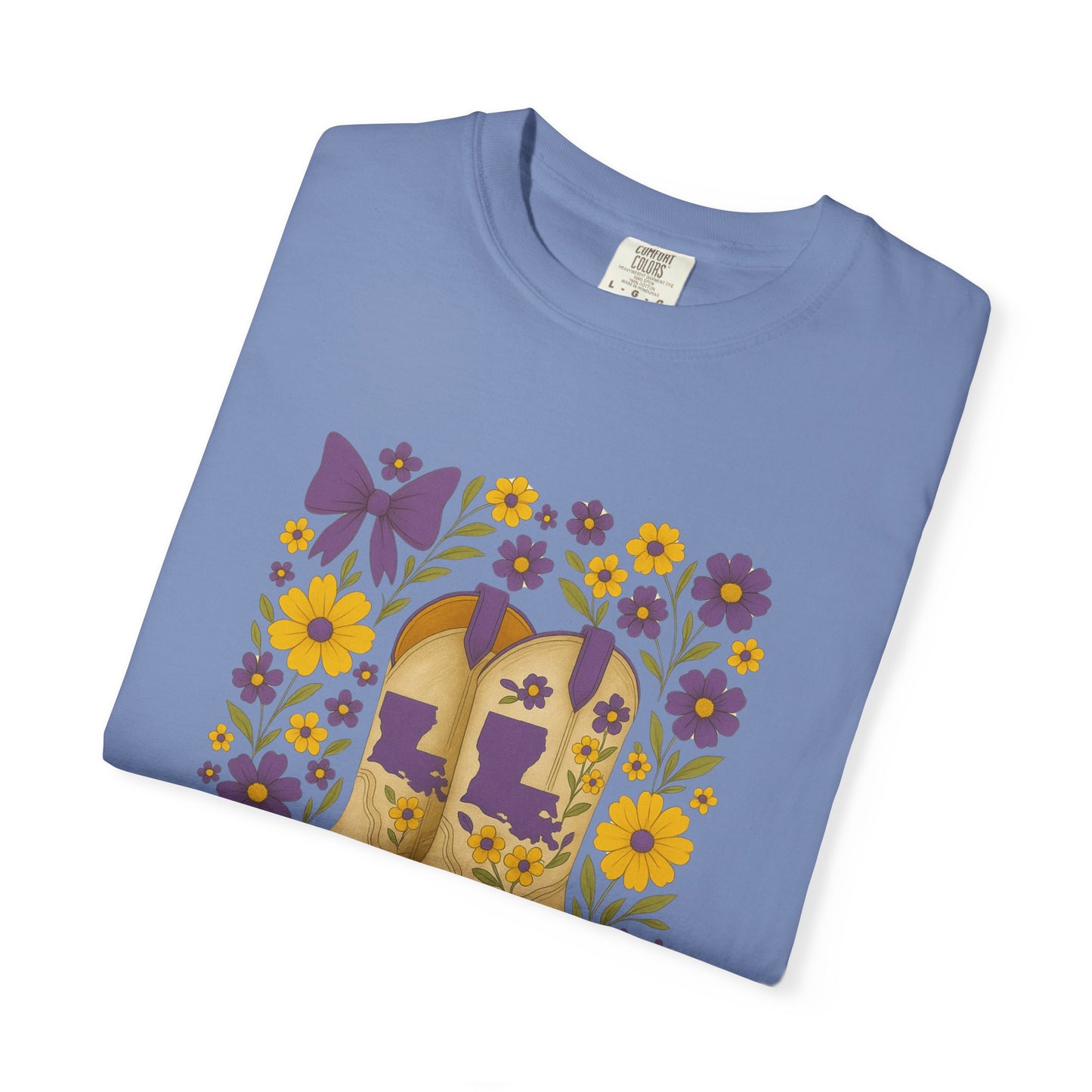 T-Shirt - Western Floral Boot T-Shirt, Vintage Graphic Shirt, Gift for Cowgirl, LSU Tigers, Louisiana Game Day