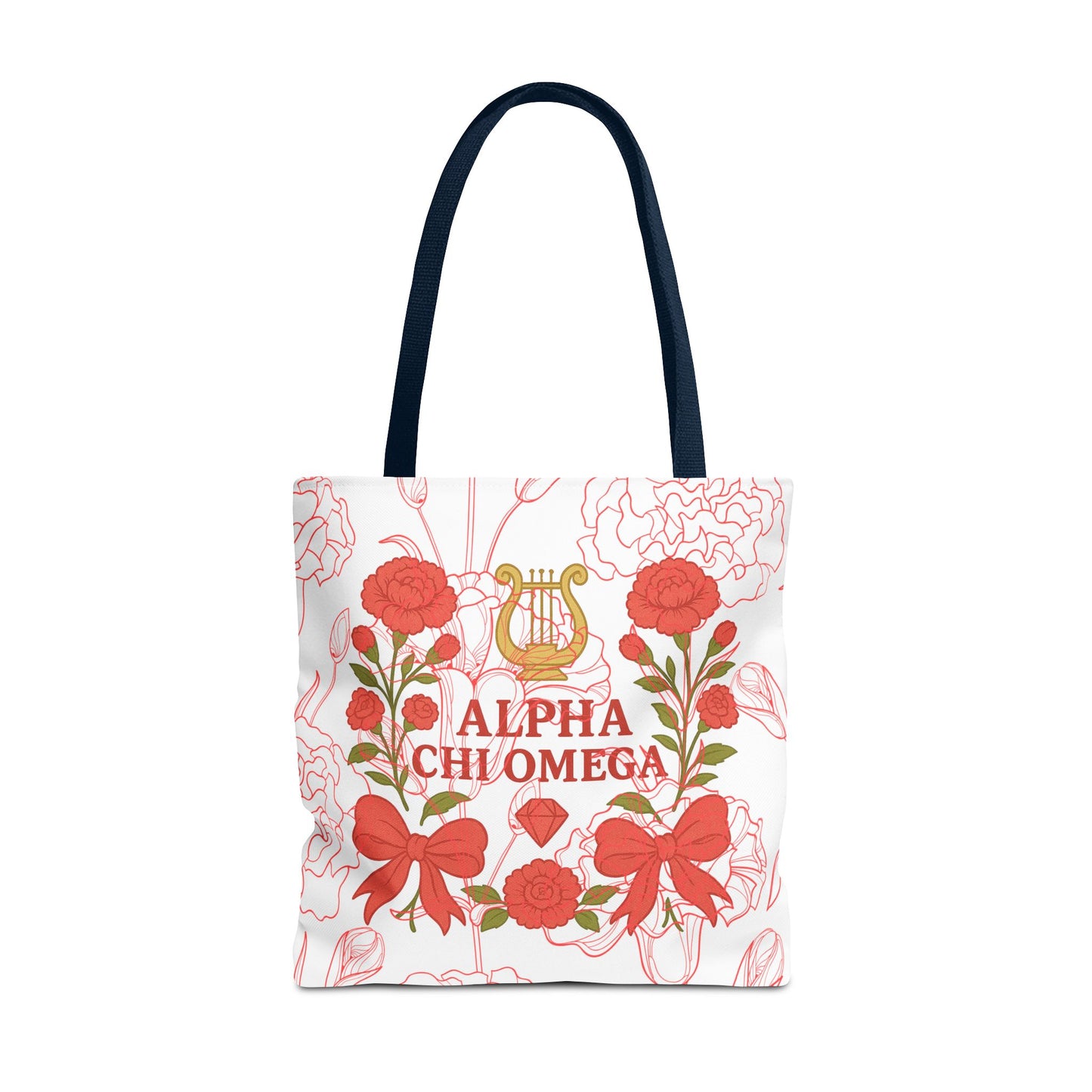 Floral Sorority Alpha Chi Omega Tote Bag, College Essentials, Gift for Sorority Sisters, Eco-Friendly Shopping Tote, Alpha Chi Omega Apparel