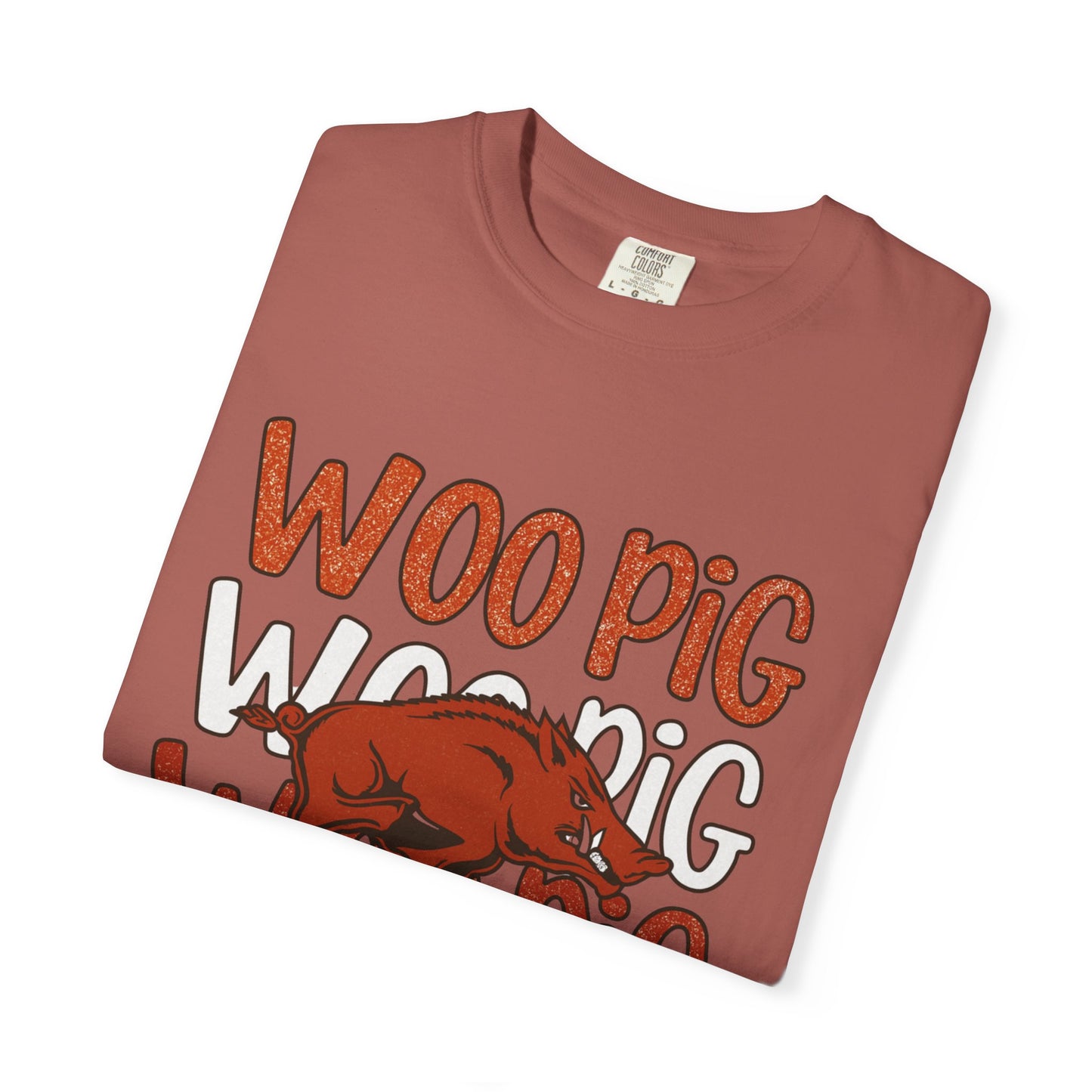 Woo Pig Garment-Dyed T-Shirt, Unisex Tee, Arkansas Pride Shirt, Casual Everyday Wear, College Game Day Tee, Fun Graphic Tee
