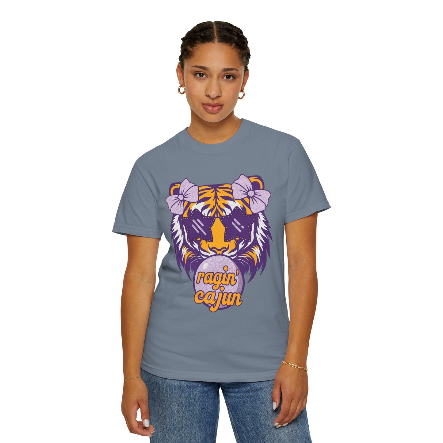 Ragin Cajun Bow Bubble Tiger T-Shirt - Casual Wear and Gift for Animal Lovers