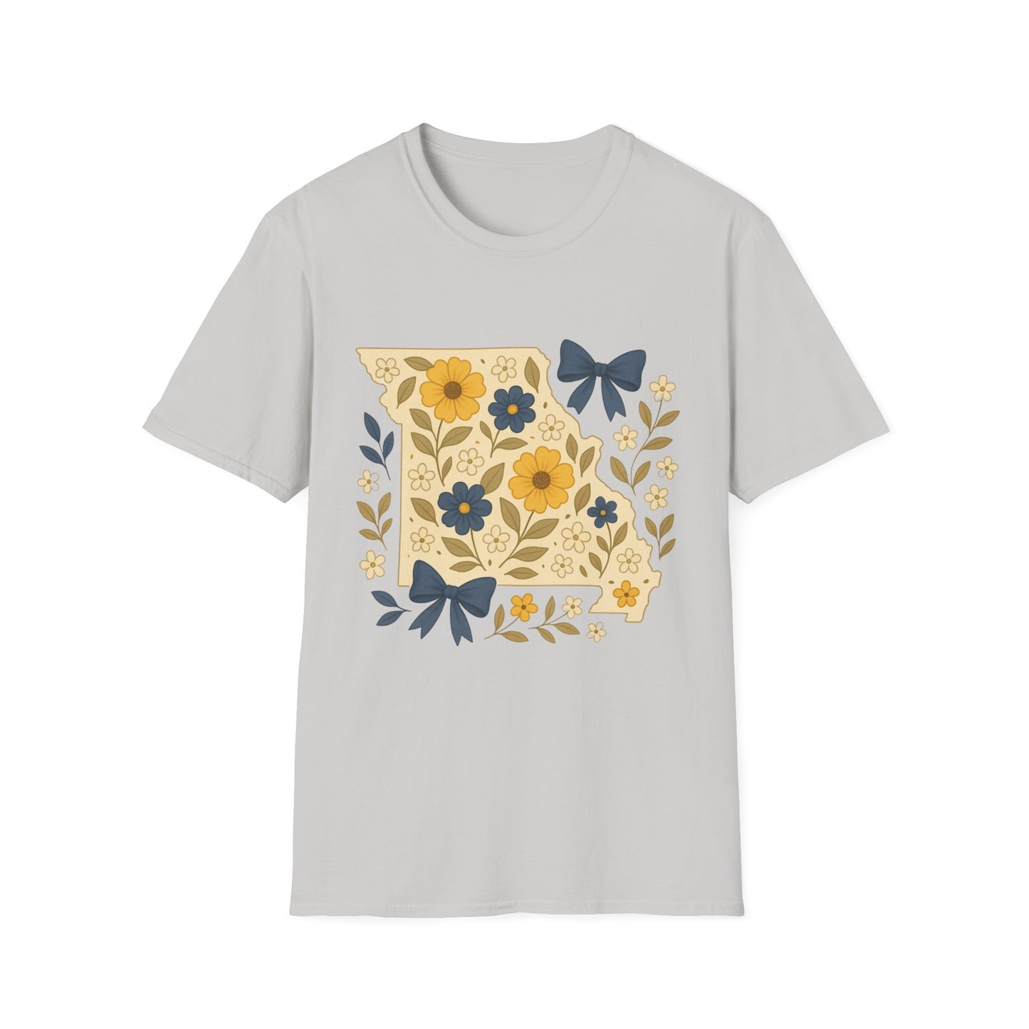 Missouri Floral Unisex T-Shirt, Softstyle Tee, Gift for Her, Spring Fashion, Casual Wear, Personalized Shirt, Eco-Friendly Apparel