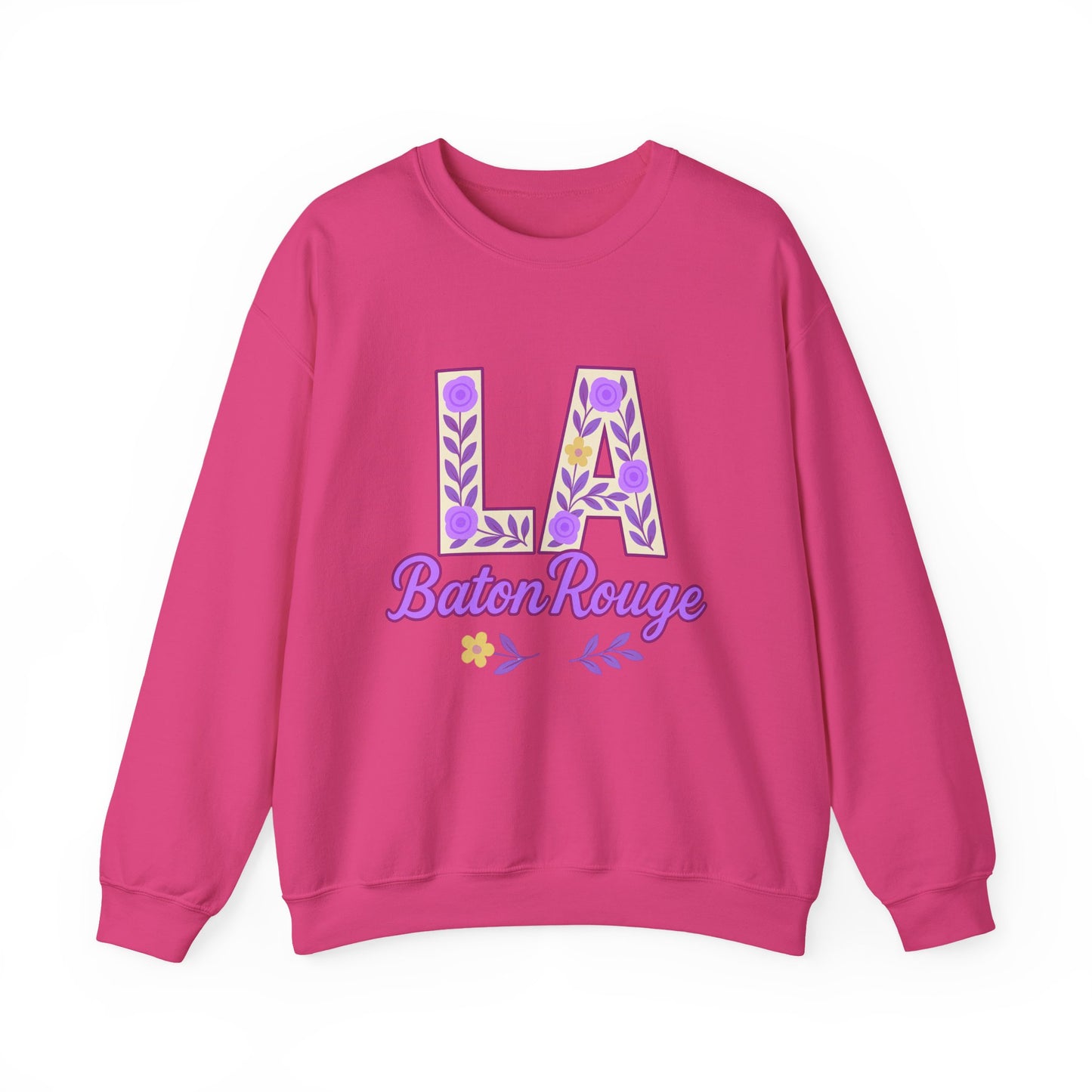 LA Baton Rouge Floral Sweatshirt, Cozy Crewneck for Fall, Gift for Friends, Casual Outing, Southern Style Apparel