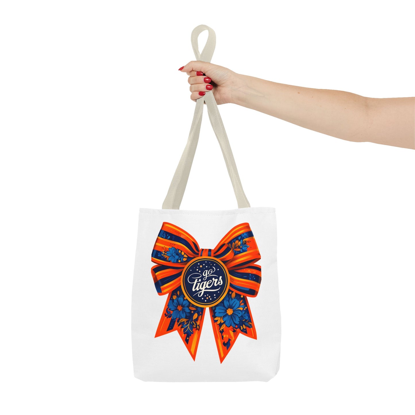 Cheerful Floral Tote Bag - Go Tigers, Sports Fan Gift, Custom Tote, Floral Design, Game Day Bag, Personalized Shopping Bag