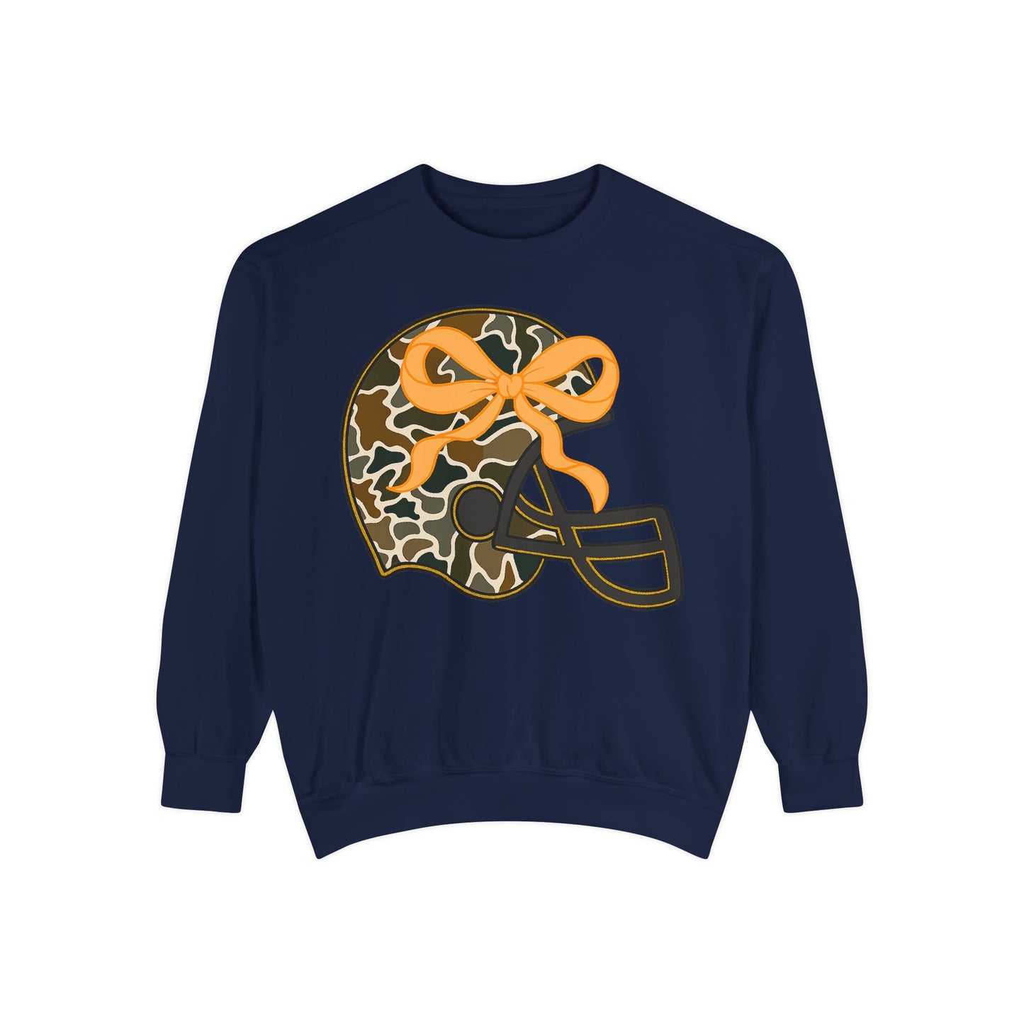 Comfort colors sweatshirt Camo Helmet Design, Casual Athletic Wear, Unisex Fall Fashion, Gift for Sports Fans