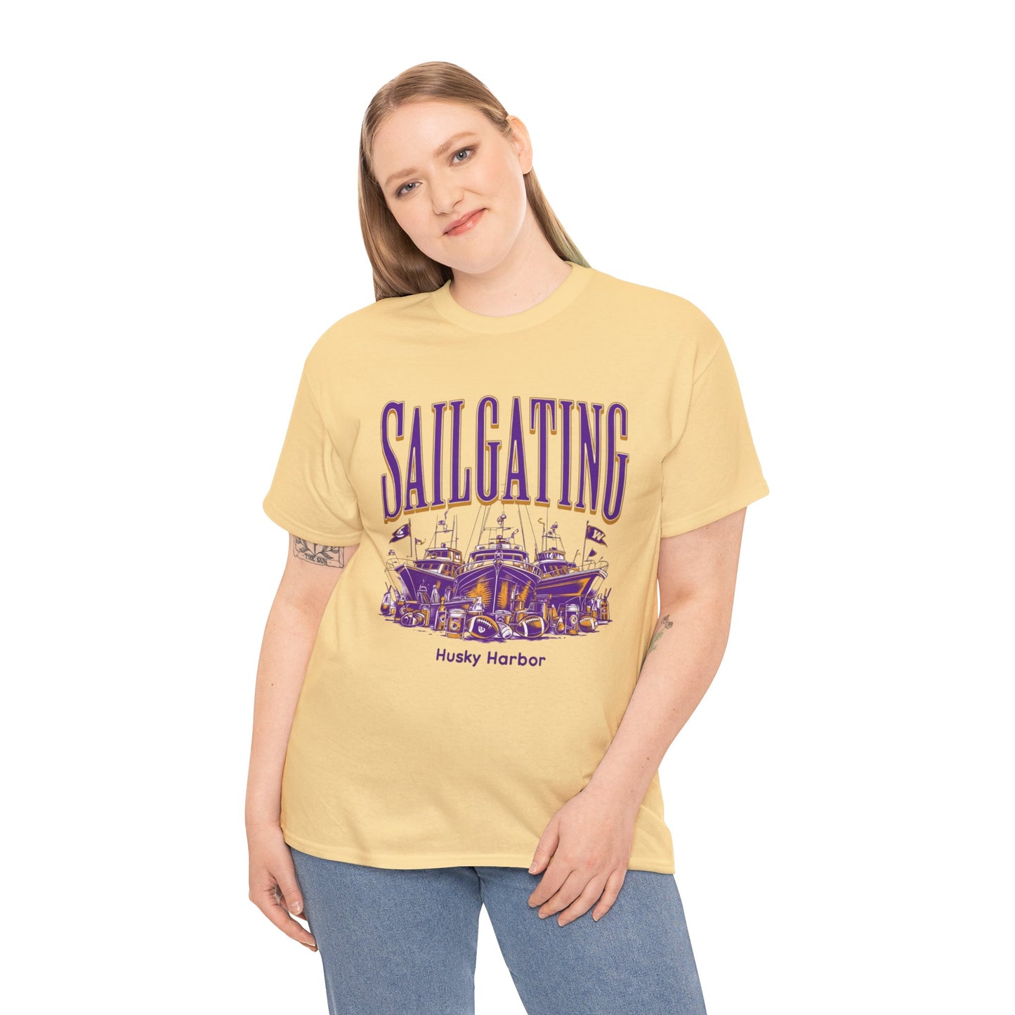 Sailgating Tee - Washington Huskies Unisex Heavy Cotton Shirt