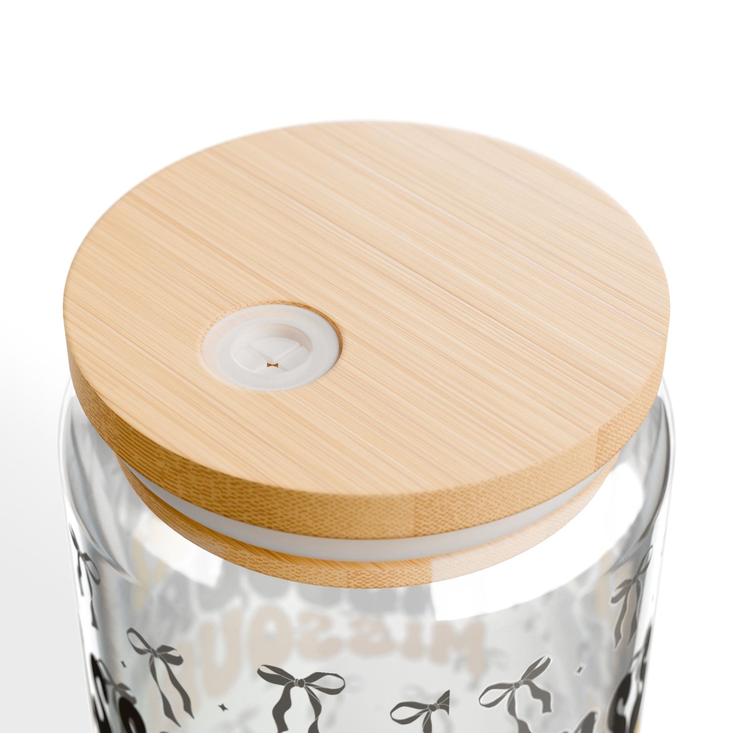 Coquette Bow Sipper Glass, Missouri-themed Drinkware, Eco-friendly Glass with Bamboo Lid, Perfect for Gifts, missouri tigers, missouri game day, graduation gift