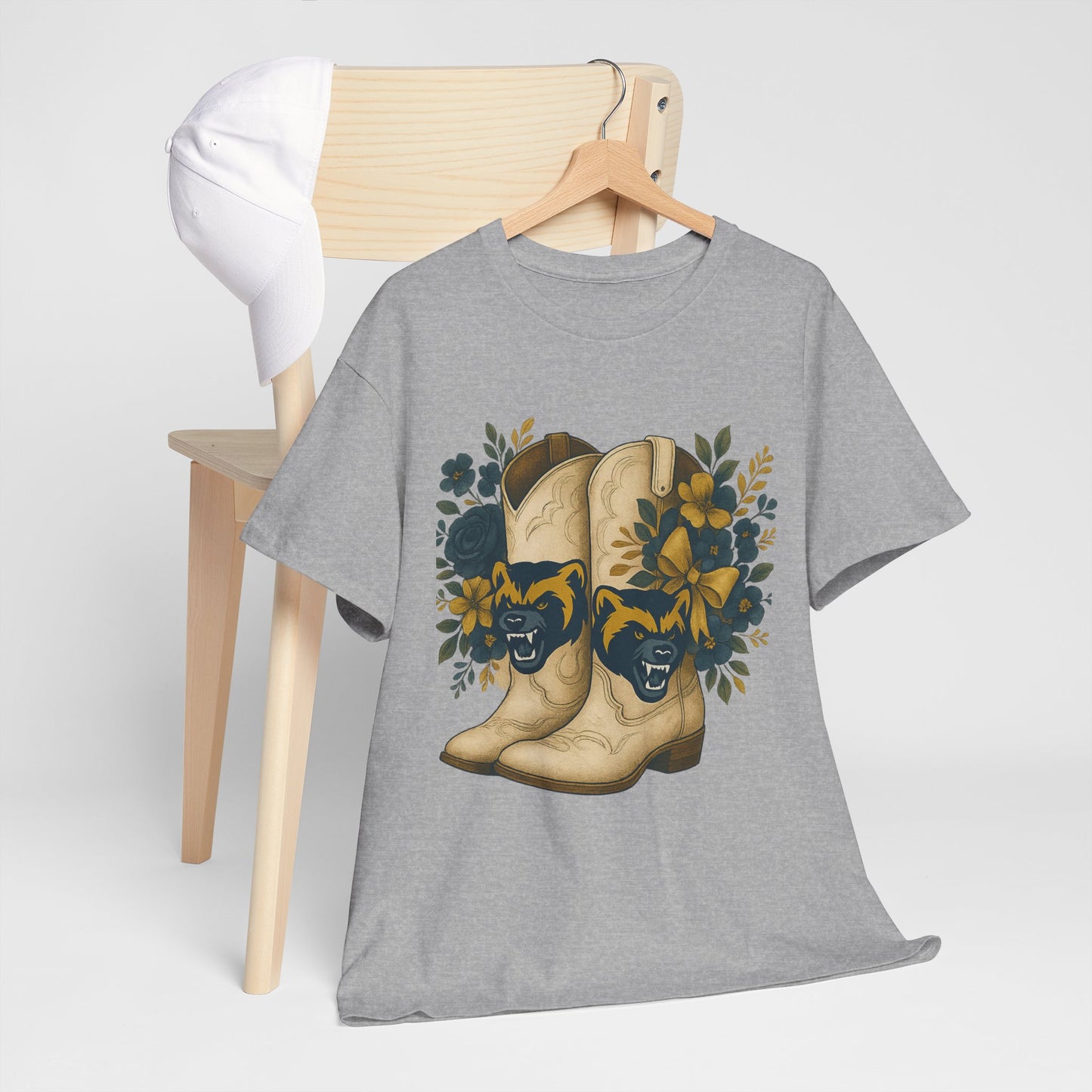 Graphic Tee - Michigan Wolverines Maize and Blue Country Chic Floral Cowboy Boots Vintage Style Shirt