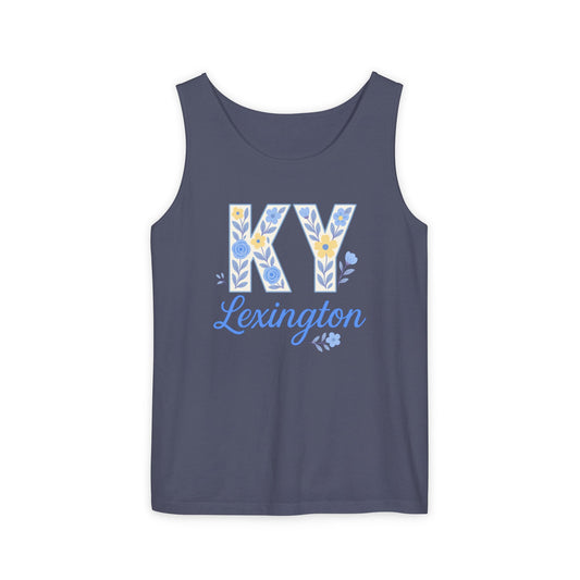 Kentucky Floral Letter Tank Top, Summer Tank, Cute Souvenir, Unisex Summer Apparel, Gift for Her, Comfort Colors, Graduation Gift