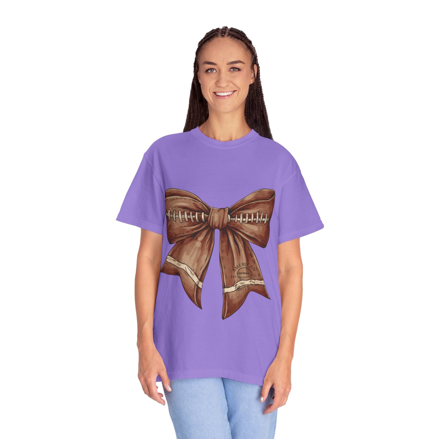 Football Bow T-Shirt: Unisex Casual Wear for Game Day Apparel