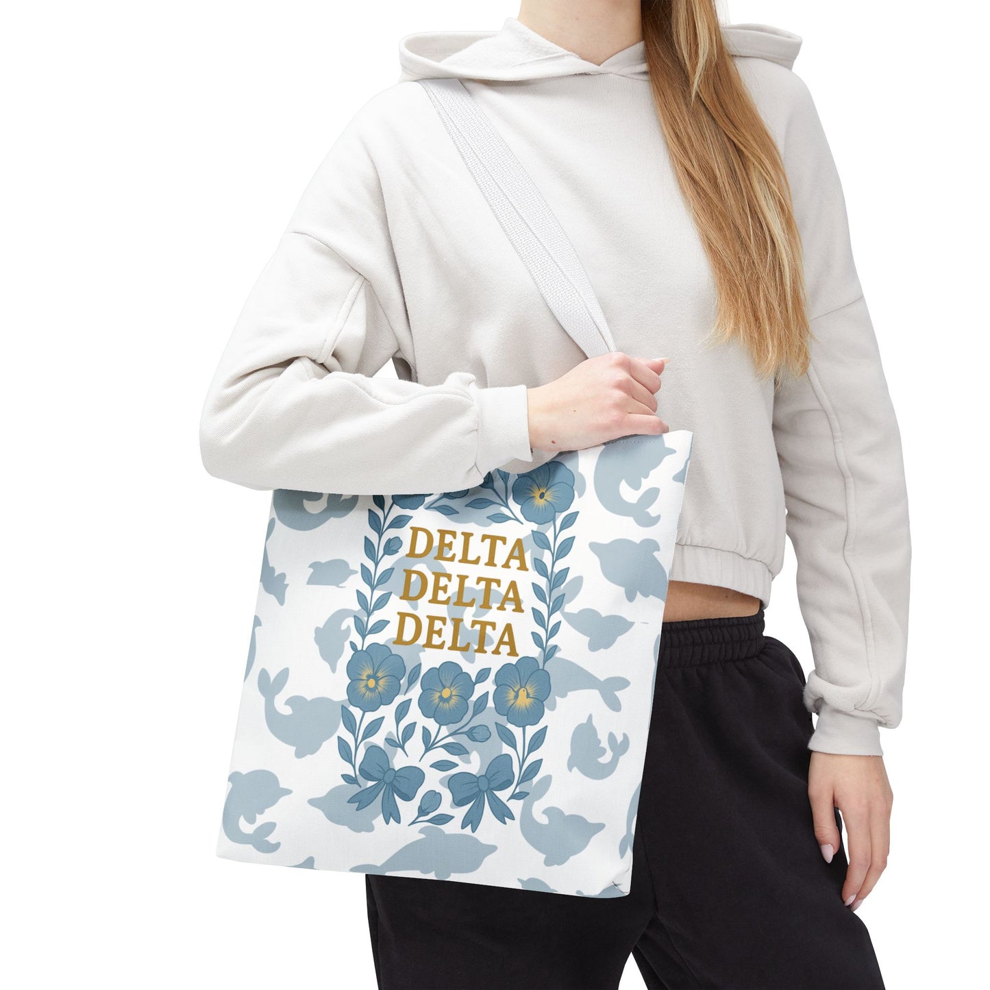 Delta Delta Delta Floral Tote Bag | Sorority Gift | Reusable Shopping Bag | Summer Accessory | Eco-Friendly Bag | Stylish Storage