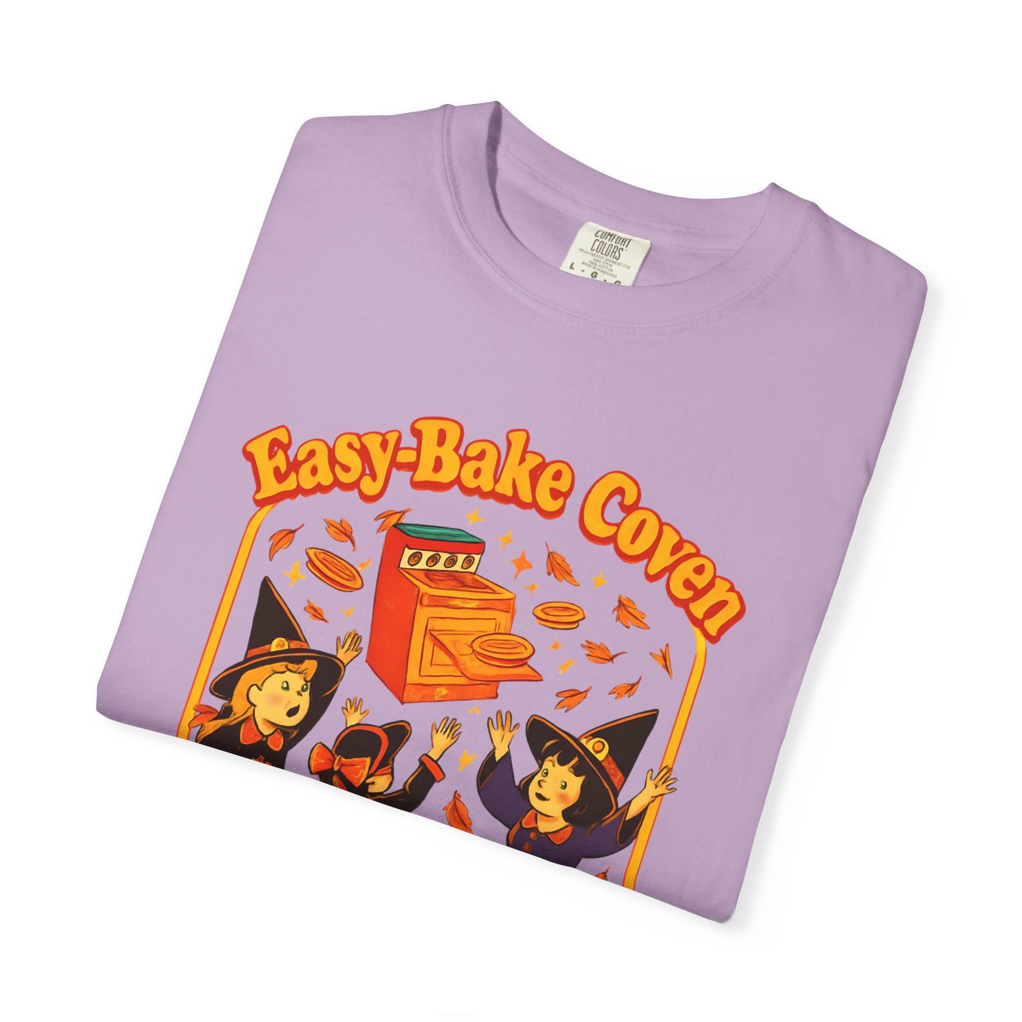 Halloween Witch T-Shirt, Unisex Garment-Dyed Shirt, Easy-Bake Coven Tee, Spooky Season Apparel, Cute Witch Design