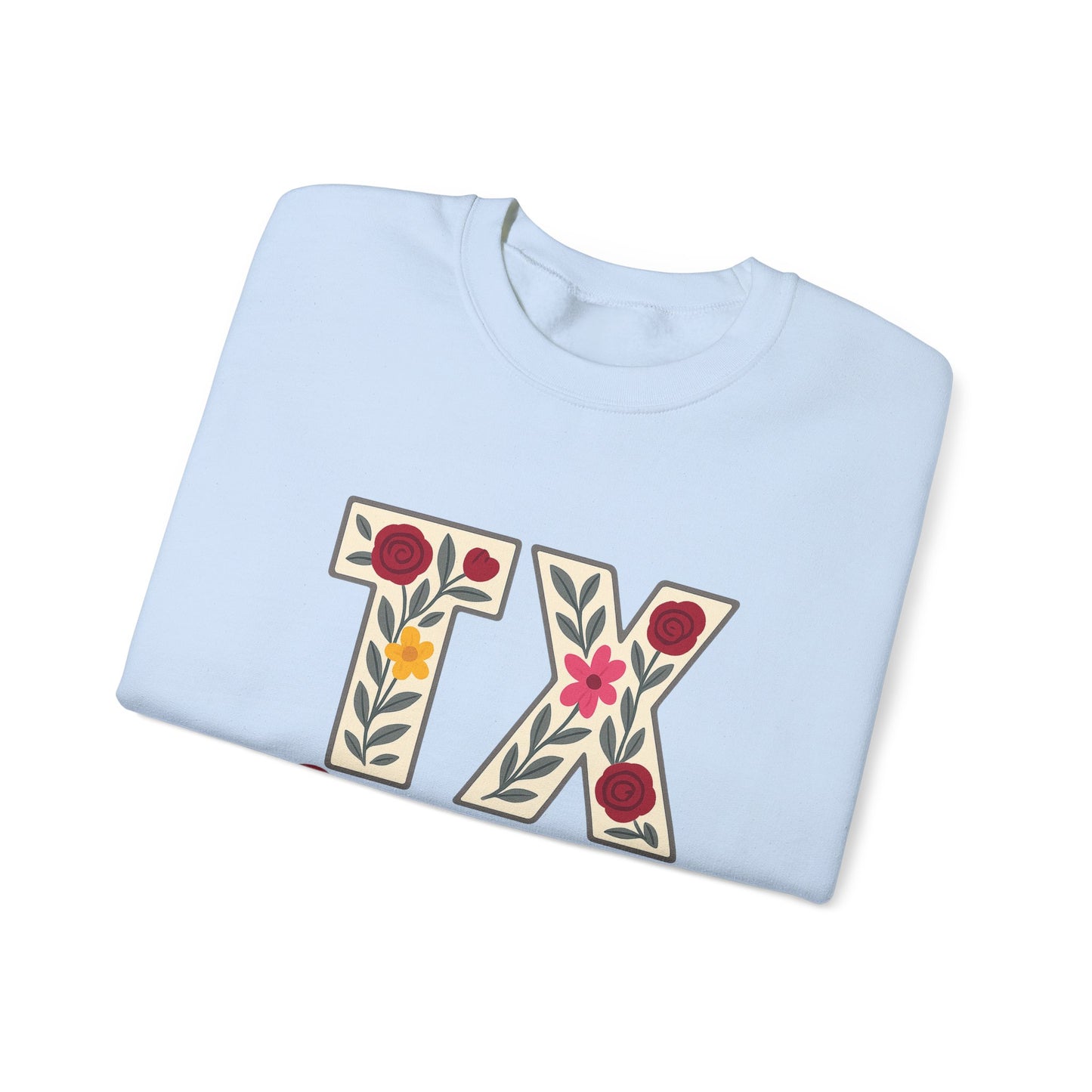 Texas Floral Crewneck Sweatshirt, Cozy Texas Sweatshirt, TX Gig'em Gift, Unisex Sweatshirt for Gamers, Floral Crew Neck for Casual Wear