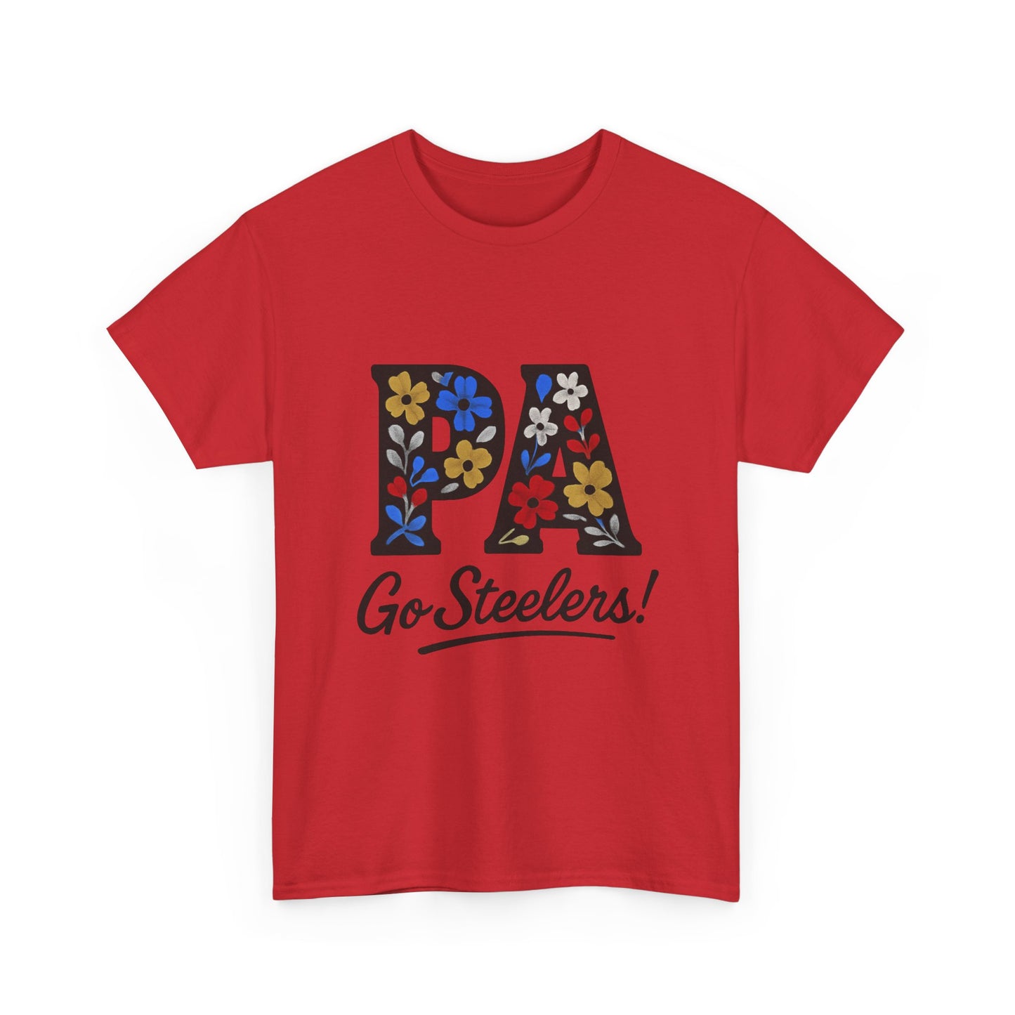 Sports Fan Tee - Floral PA Go Steelers Unisex Heavy Cotton Tee