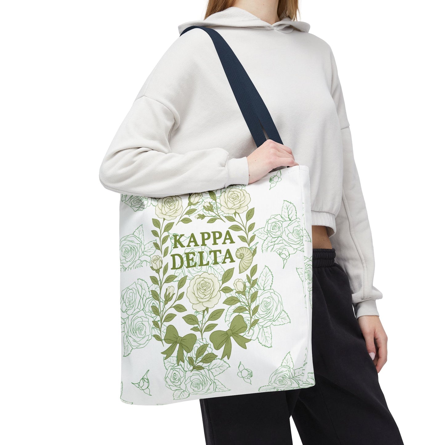 Elegant Kappa Delta Tote Bag, Floral AOP Design, Sorority Bag, Gift for Sisters, Eco-Friendly Shopping Bag