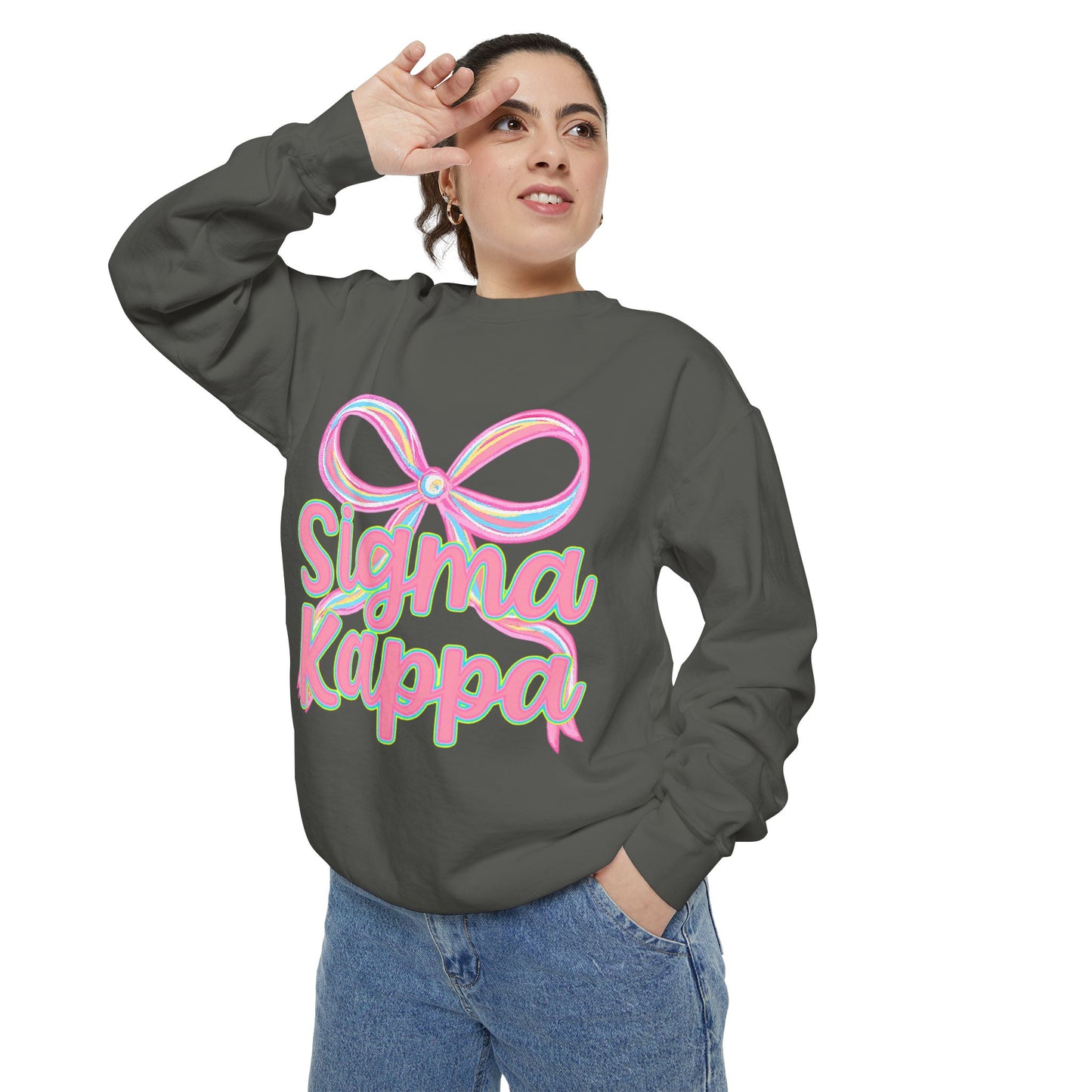 SigmaKappa Garment-Dyed Sweatshirt, Sorority Sweatshirt, College Apparel, Gift for Sorority Sisters, Cute Casual Wear