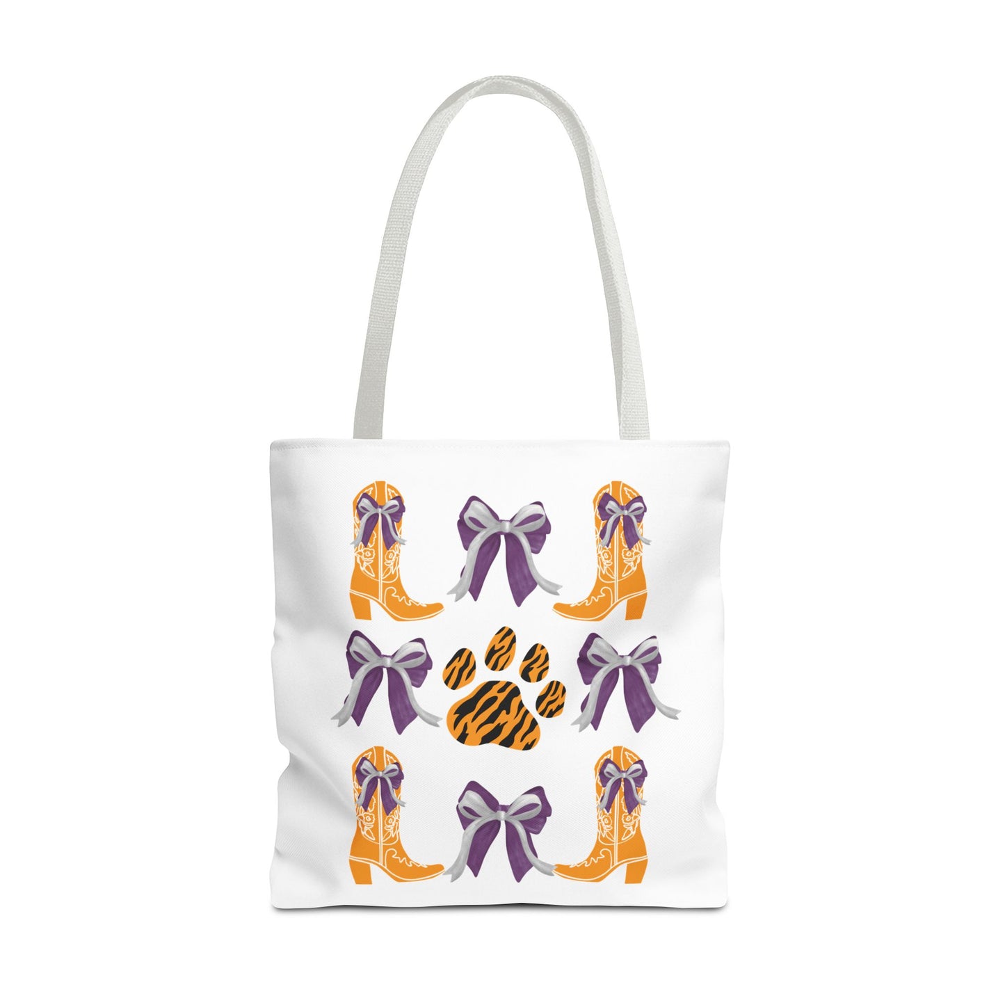 SC Clemson Coquette Bow Tiger Print Tote Bag, Go Tigers, SC Game Day, Clemson, SC, College Student Gift, Graduation Gift, SC Tigers Fan, Clemson Alumni