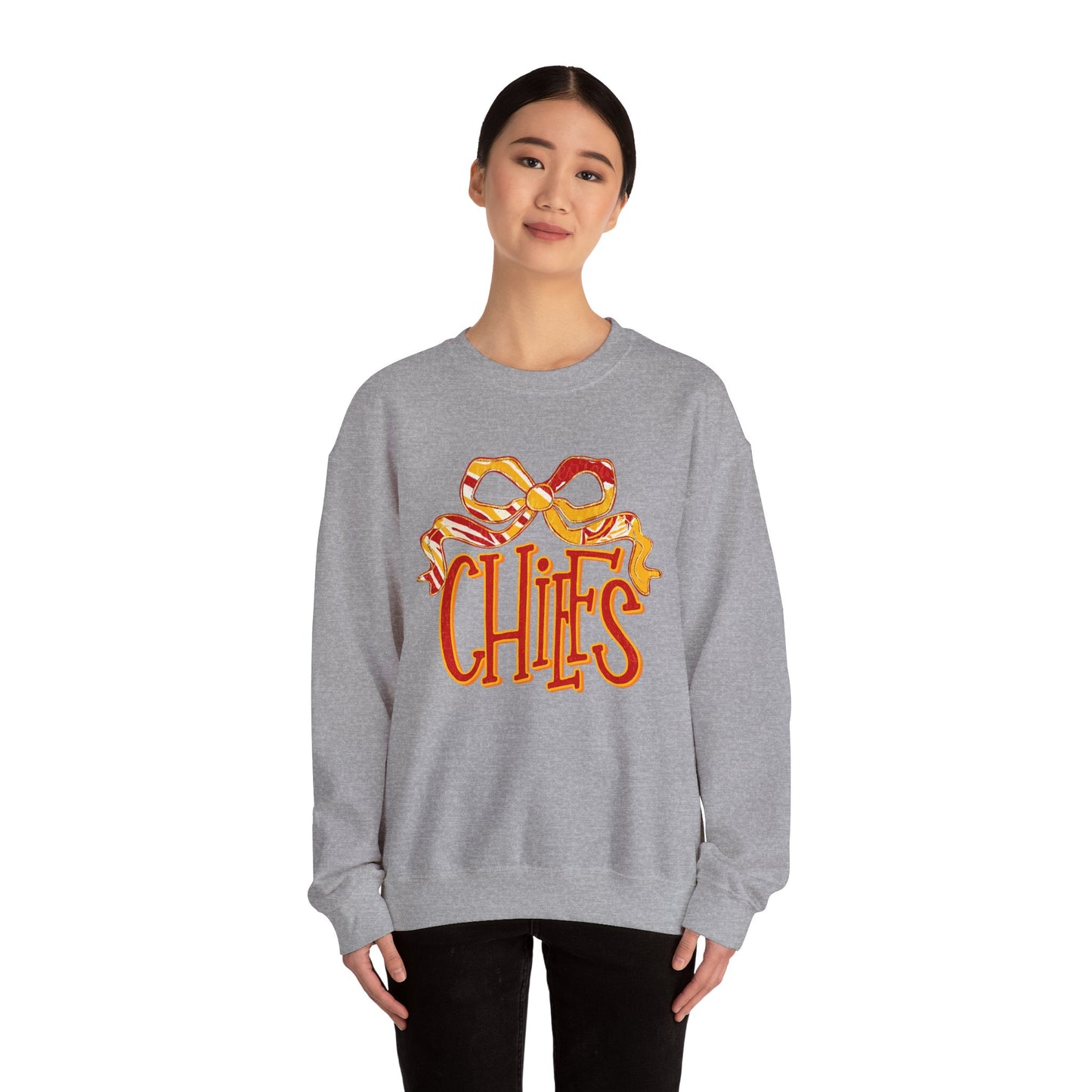Chic Bow Design Unisex Sweatshirt, Cozy Fall Apparel, Holiday Gift, Casual Wear, Comfortable Style, Unique Sweatshirt