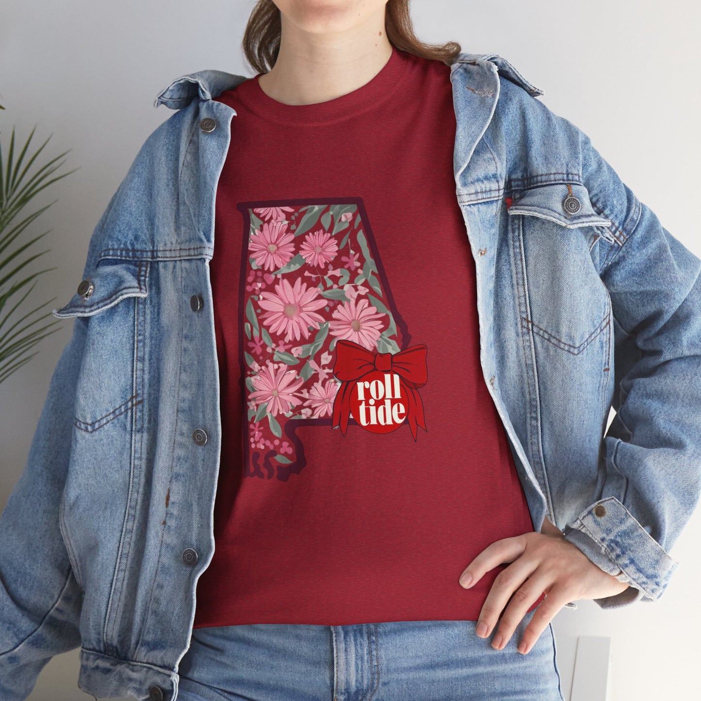 Floral Alabama Tee - Roll Tide Unisex Heavy Cotton T-Shirt, Casual Wear, Game Day Outfit, College Apparel, Southern Pride
