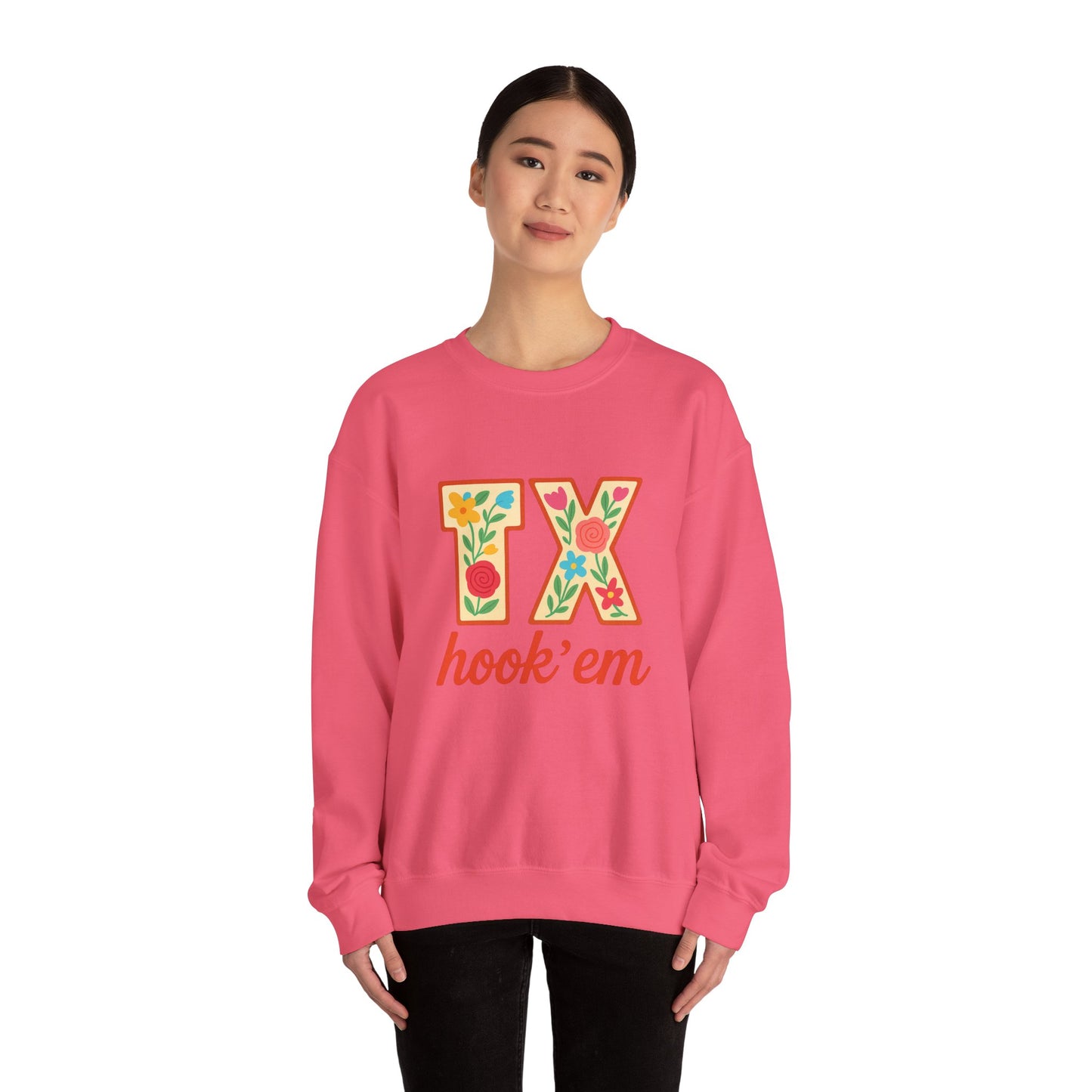 TX Hook'em Unisex Crewneck Sweatshirt | Cozy Texas Pride Apparel, Perfect for Game Day, Casual Outfits, Gifting