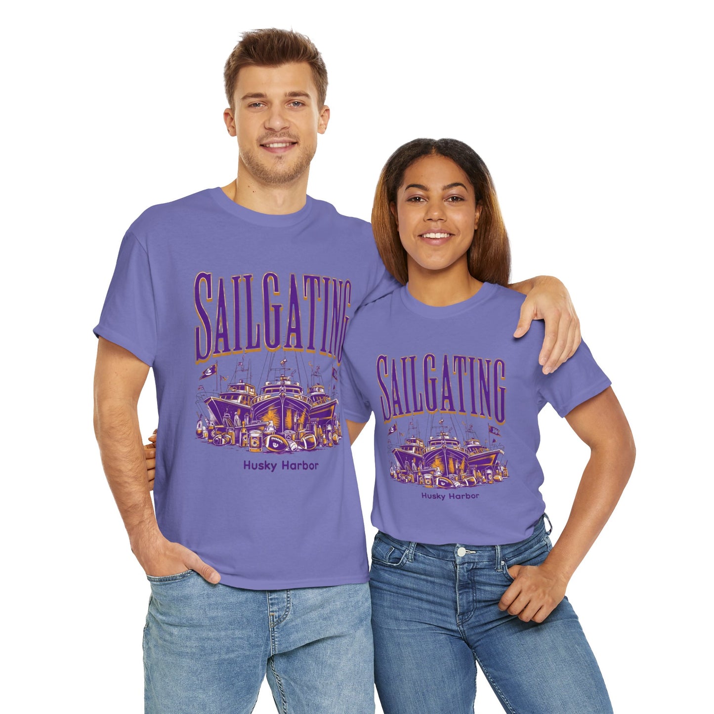 Sailgating Tee - Washington Huskies Unisex Heavy Cotton Shirt