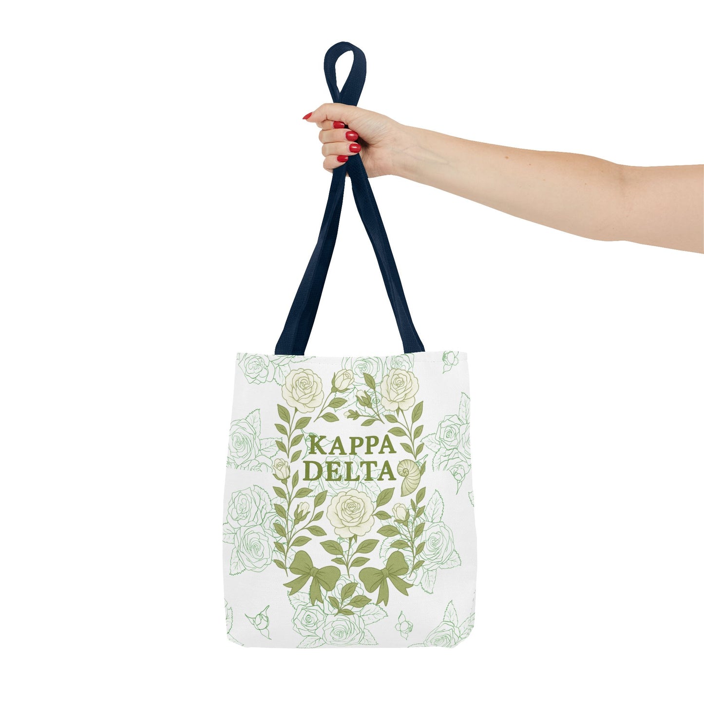 Elegant Kappa Delta Tote Bag, Floral AOP Design, Sorority Bag, Gift for Sisters, Eco-Friendly Shopping Bag