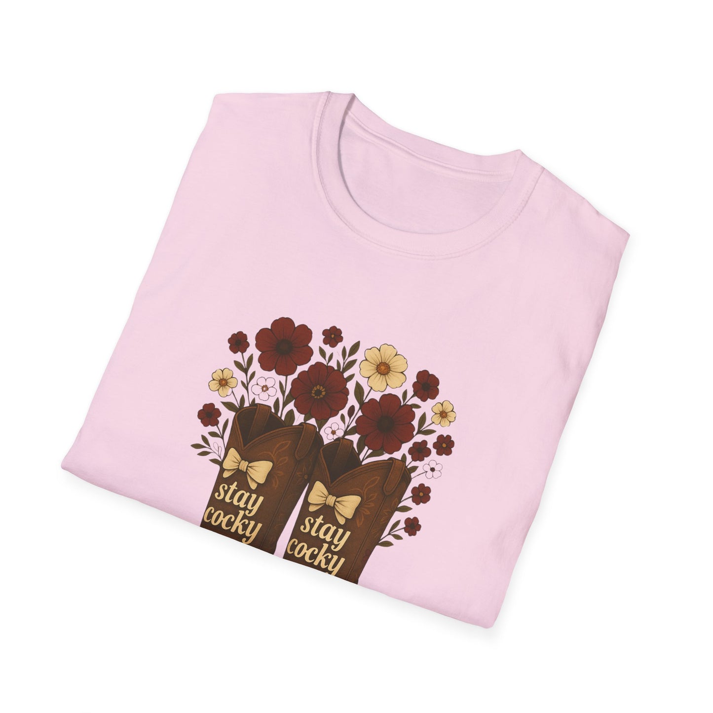 Sc stay cocky coquette t-shirt, Lucky Cowboy Boots T-Shirt, Country Style Tee, Floral Graphic Shirt, Gift for sc fan, go gamecocks, sc game day, graduation gift, college student gift