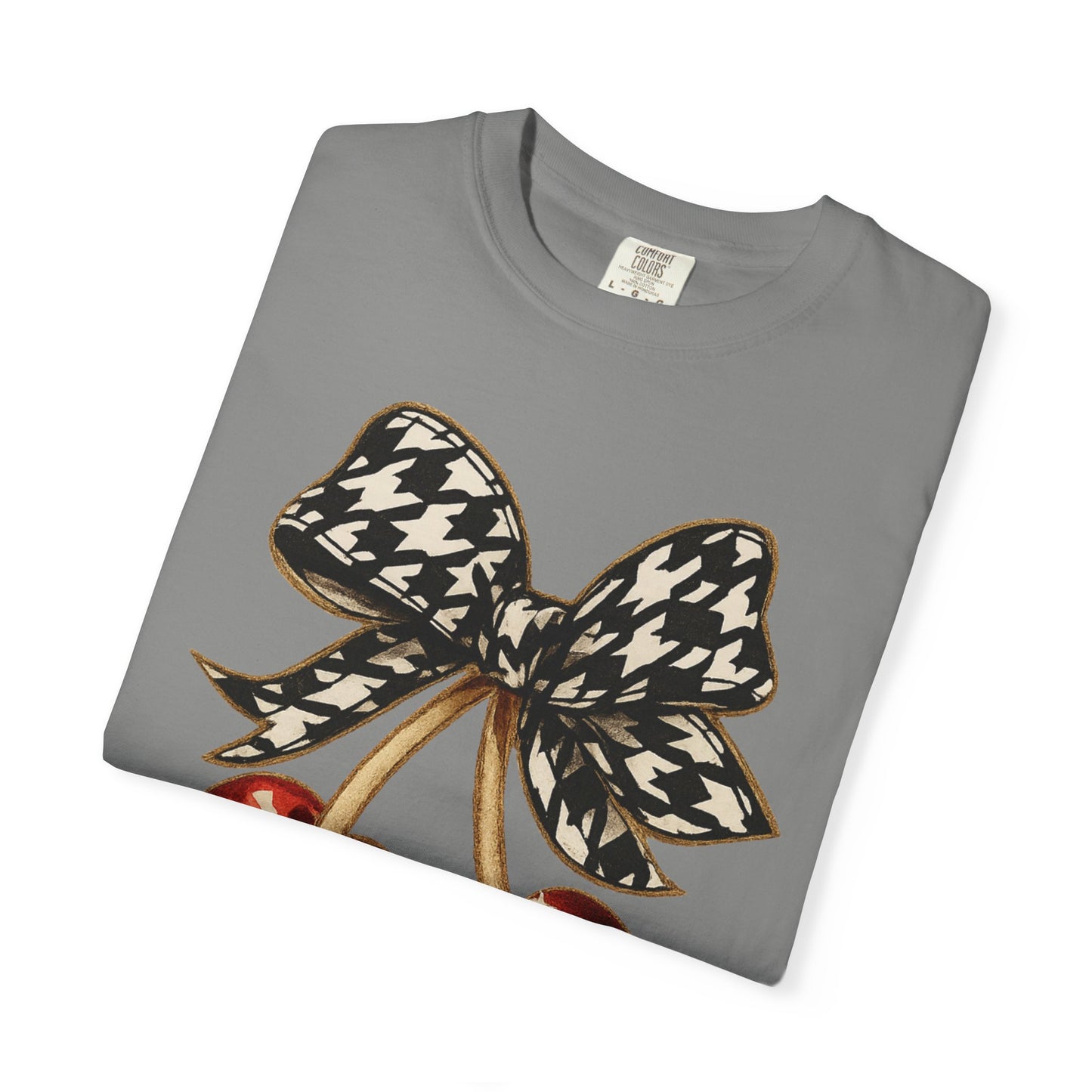 Houndstooth Bow Unisex Tee for Sports Lovers | Garment-Dyed T-shirt